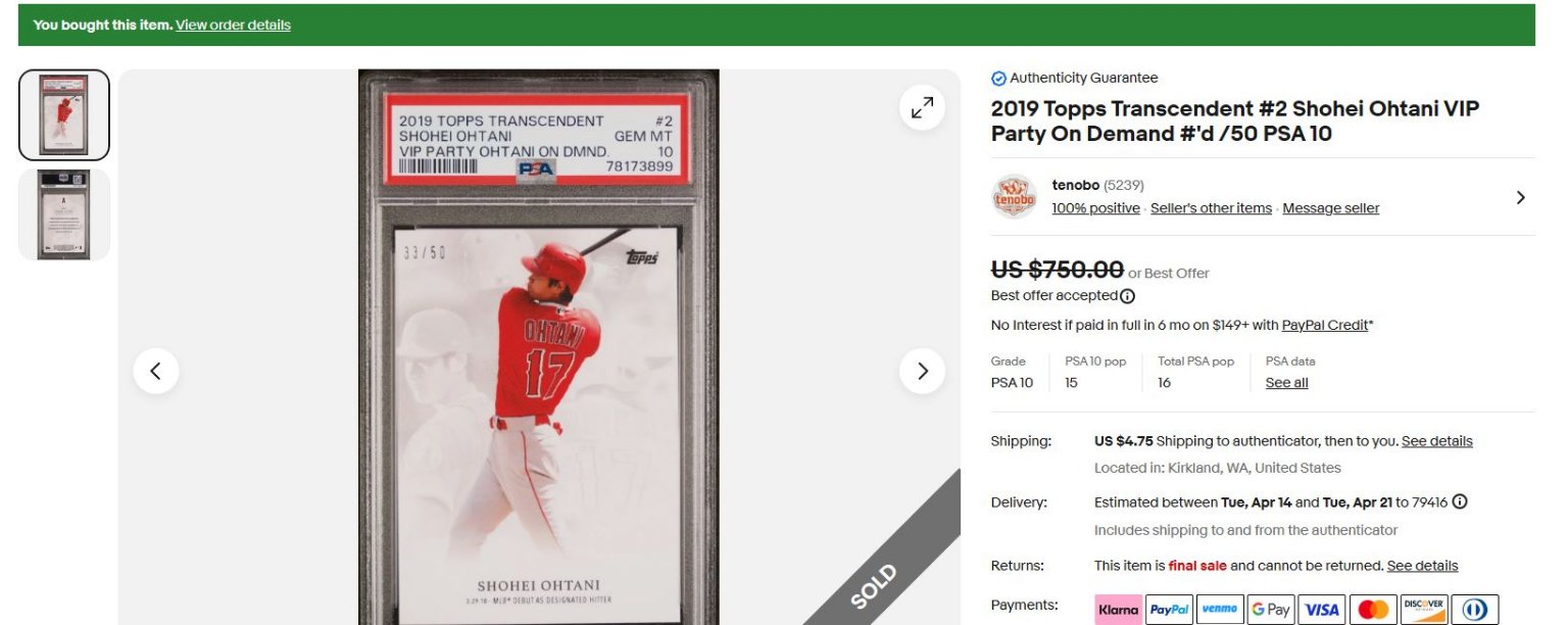 Shohei Ohtani VIP Party Ohtani On Demand VIP Party On Demand Gem Mint - Trading Card Image