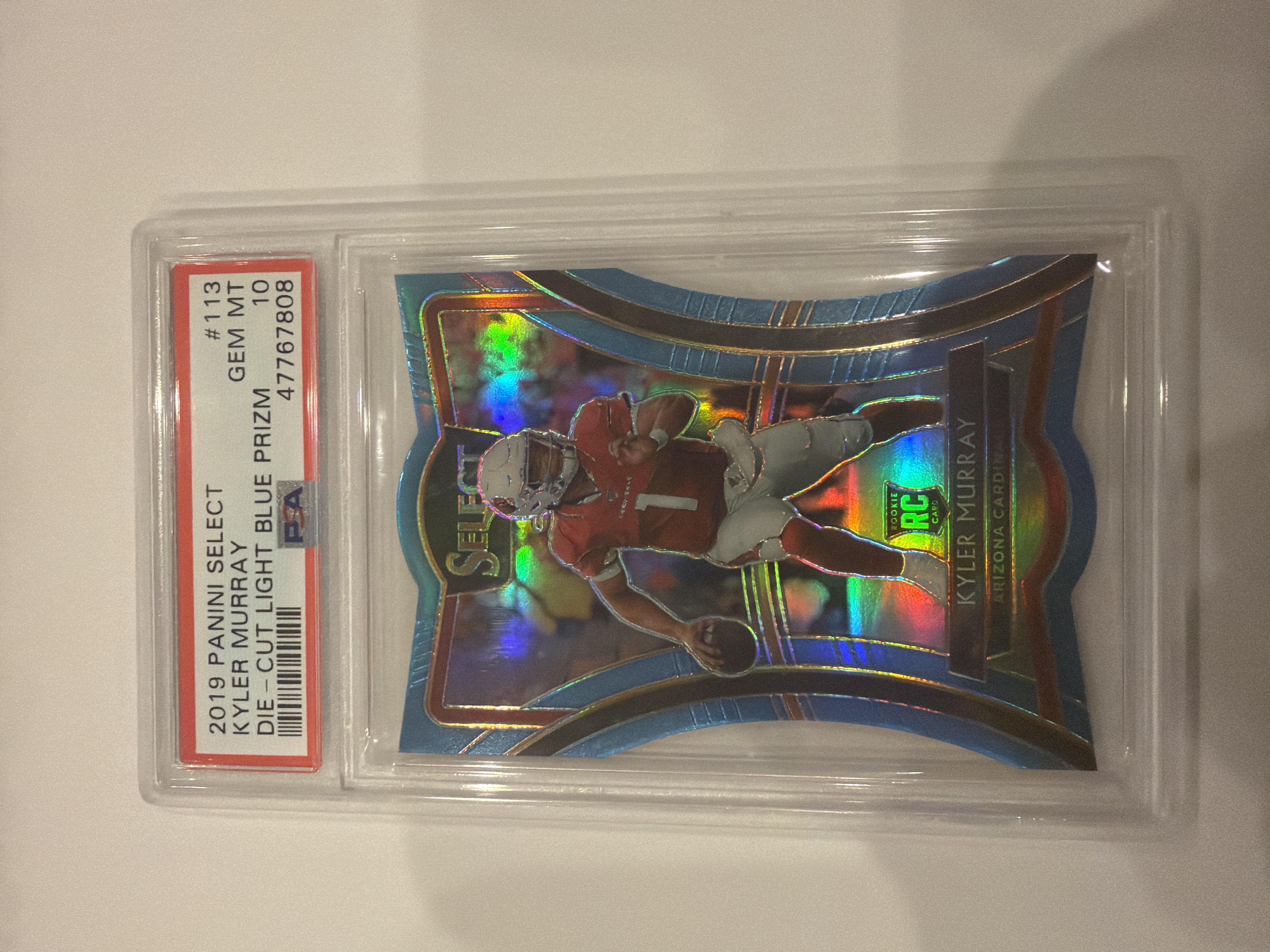 Kyler Murray 2019 Panini Select Die-Cut Light Blue Prizm Rookie Card Die-Cut Light Blue Prizm Gem Mint - Trading Card Image