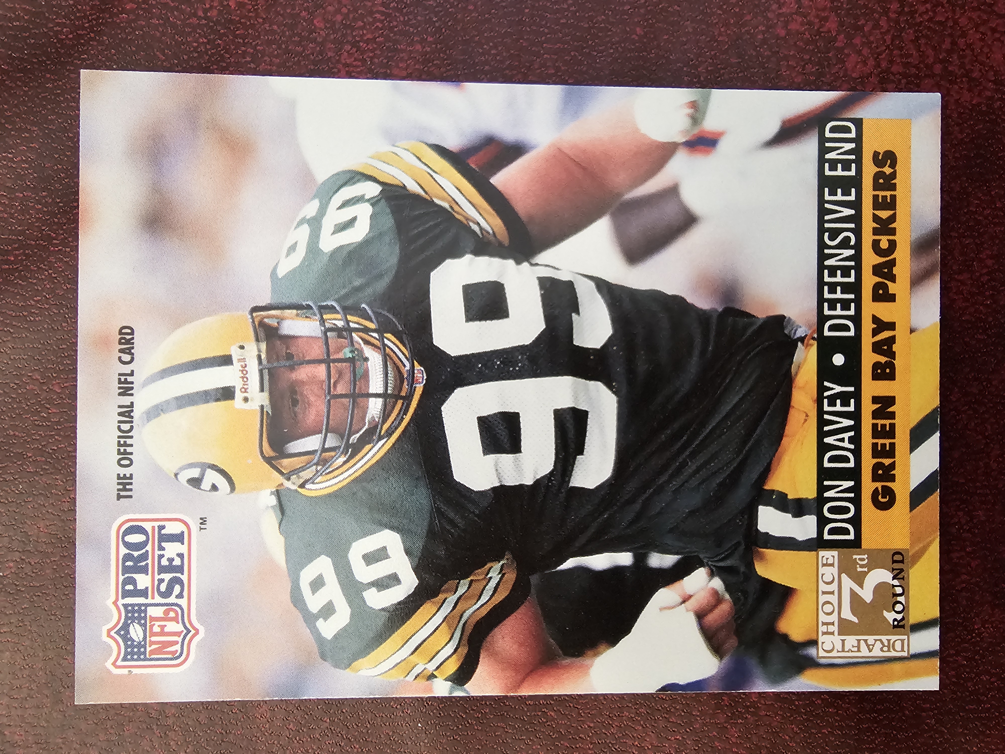 Don Davey 1991 Pro Set #796 3rd Round Draft Choice Excellent - Trading Card Image