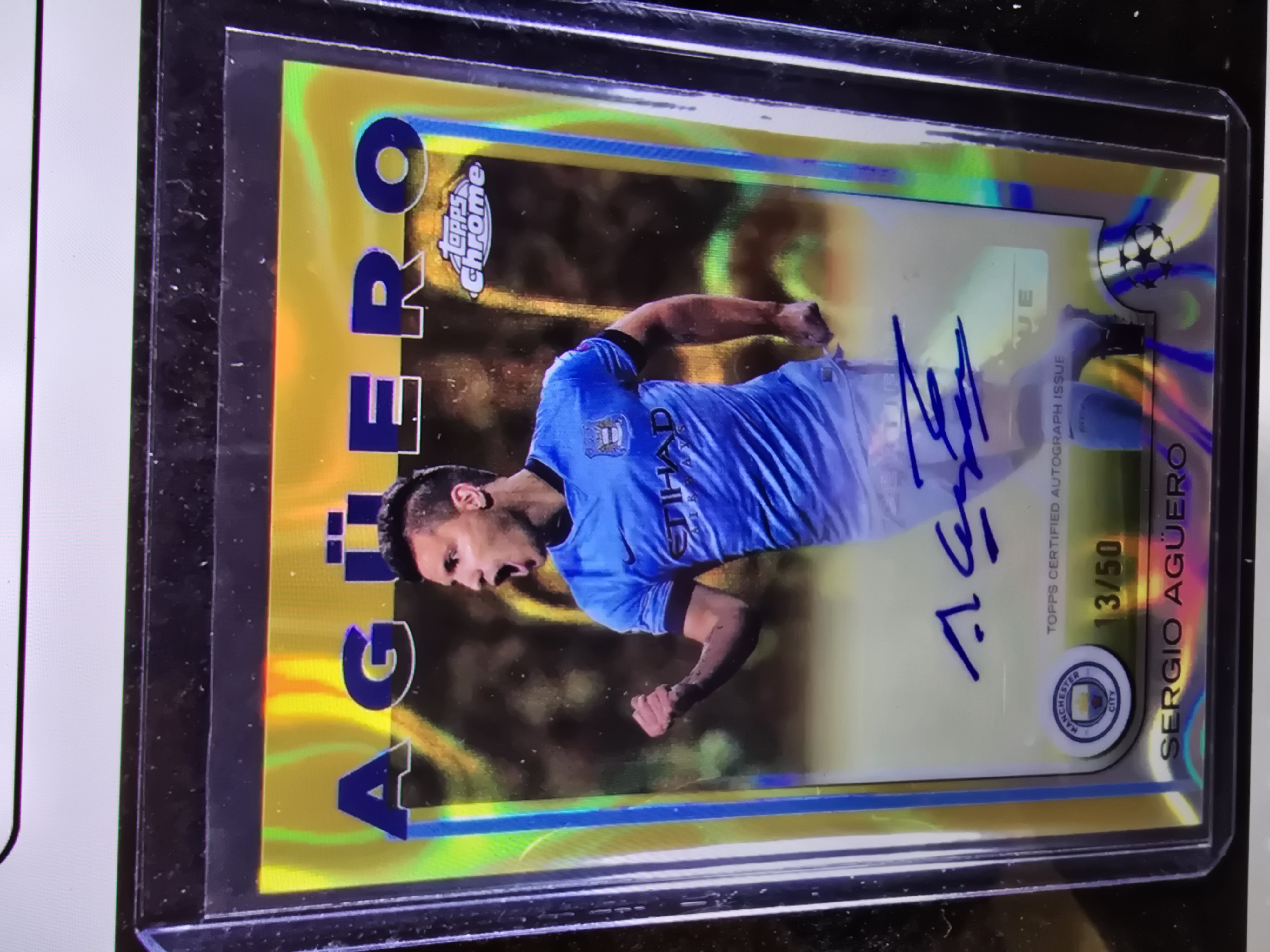 Sergio Agüero 2024-25 Topps Chrome UEFA Club Competitions Gold Refractor Gold Refractor - Trading Card Image