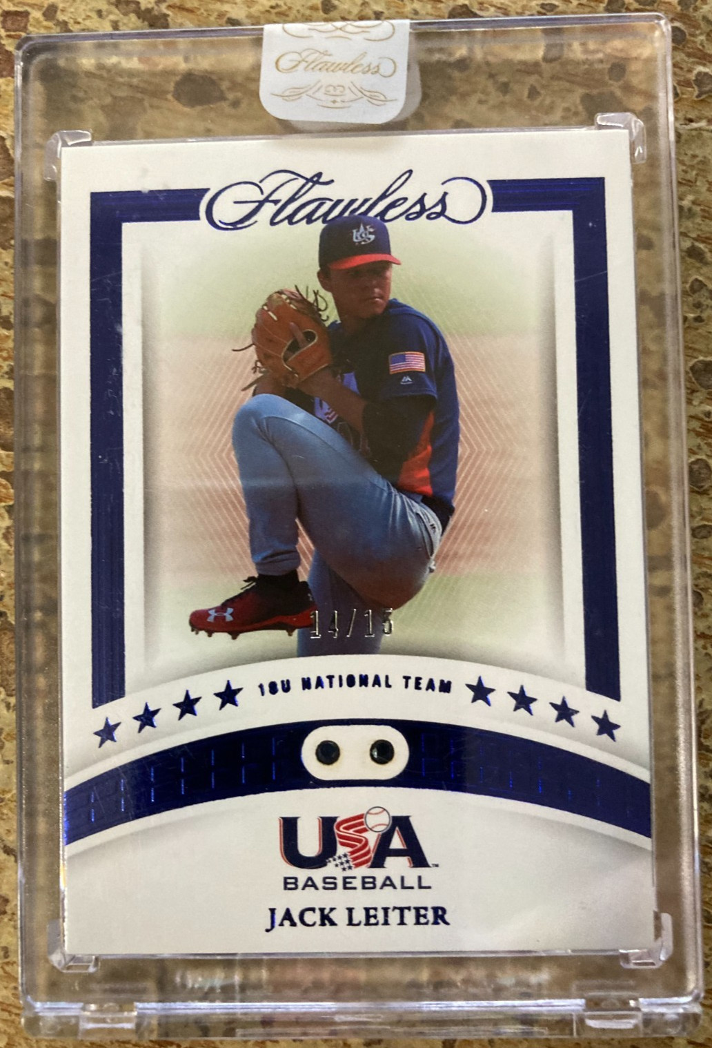 Jack Leiter 2020 Panini Flawless 18U National Team Patch /15 Patch - Trading Card Image