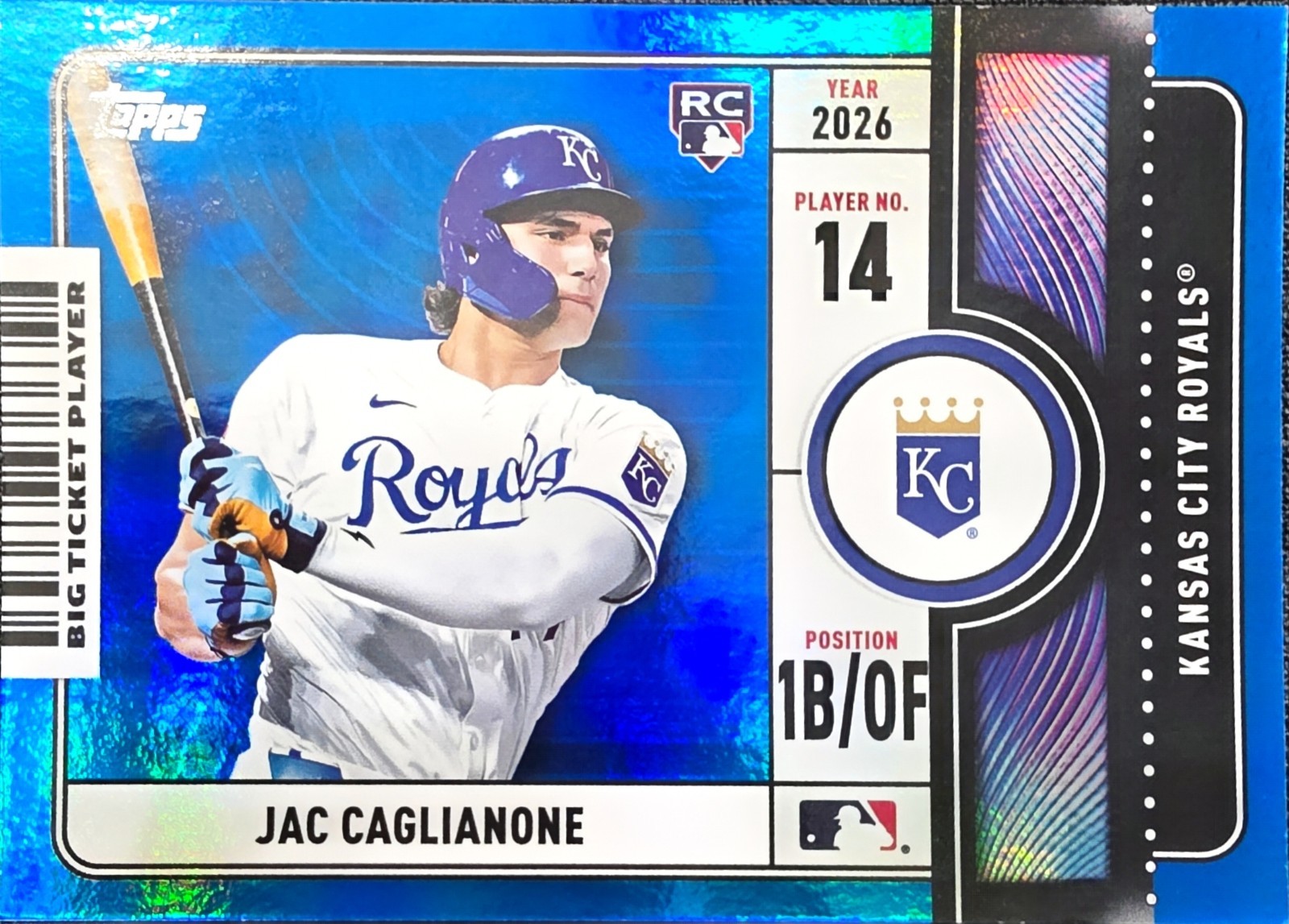 Jac Caglianone 2026 Topps Big Ticket Player Blue Cracked Ice Rookie Card Blue Cracked Ice - Trading Card Image