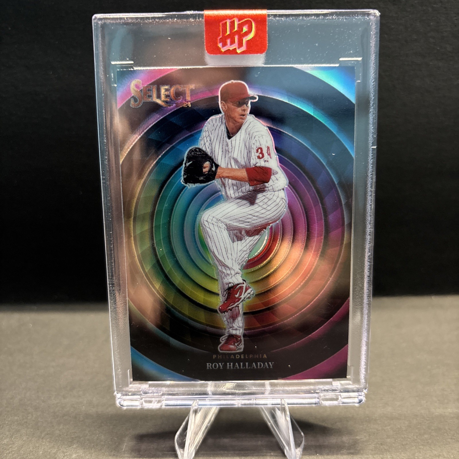 Roy Halladay Select Rainbow Swirl Prizm Green - Trading Card Image