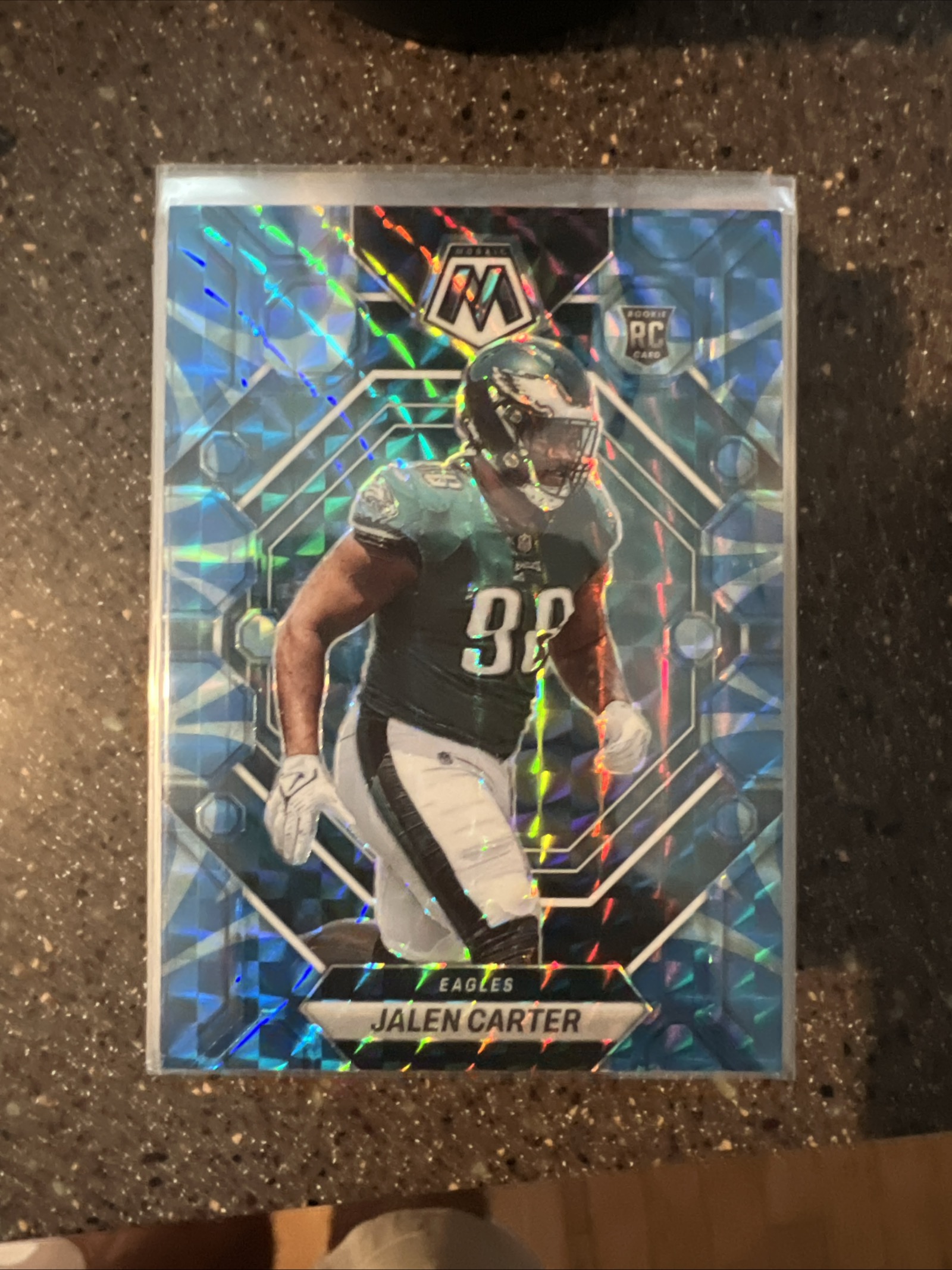 Jalen Carter - Reactive Blue Mosaic Prizm Rookie Card Reactive Blue Mosaic Prizm Near Mint - Trading Card Image