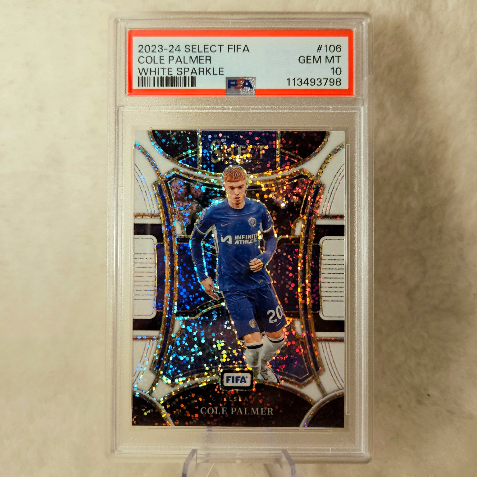 Cole Palmer White Sparkle Prizm White Sparkle Prizm Gem Mint - Trading Card Image