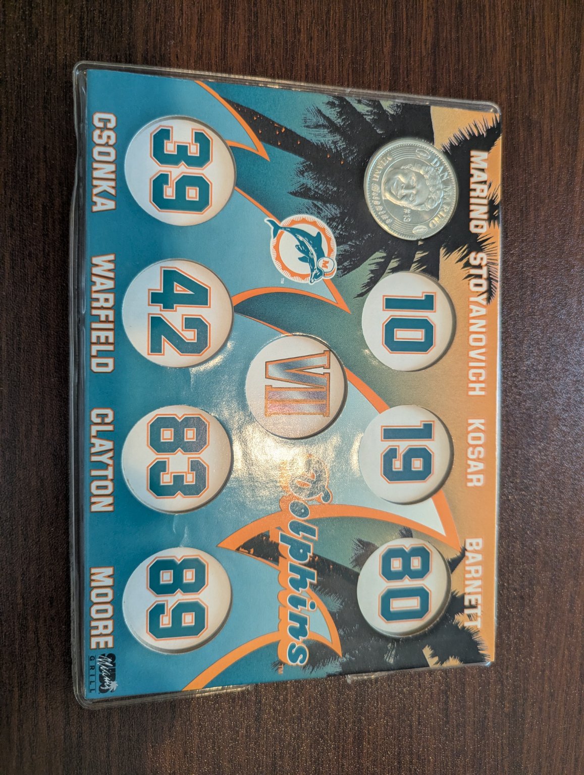 1999 Miami Dolphins Commemorative Pin Set with Dan Marino Coin