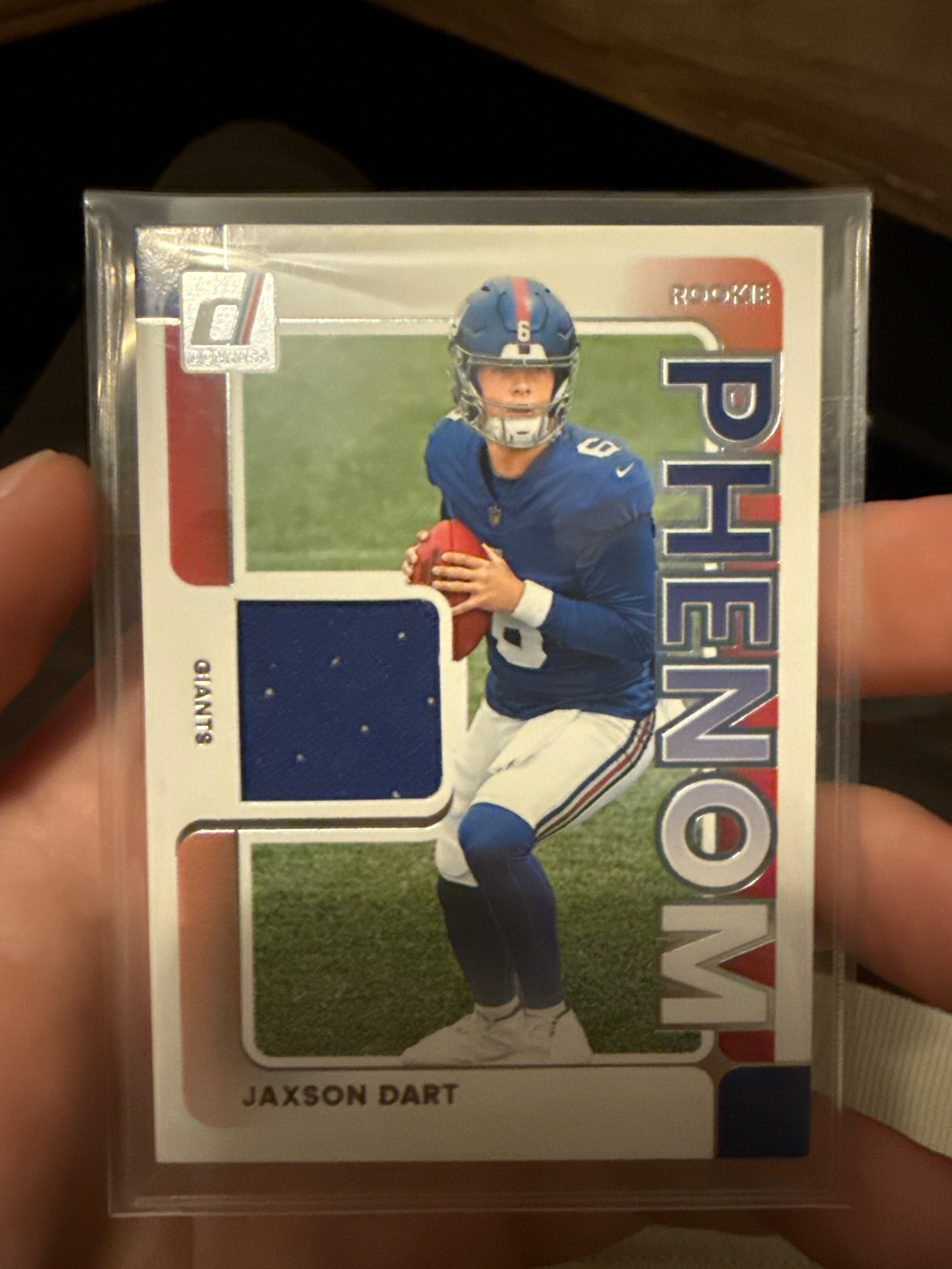 Jaxson Dart Donruss Phenom Rookie Patch Rookie Patch - Trading Card Image