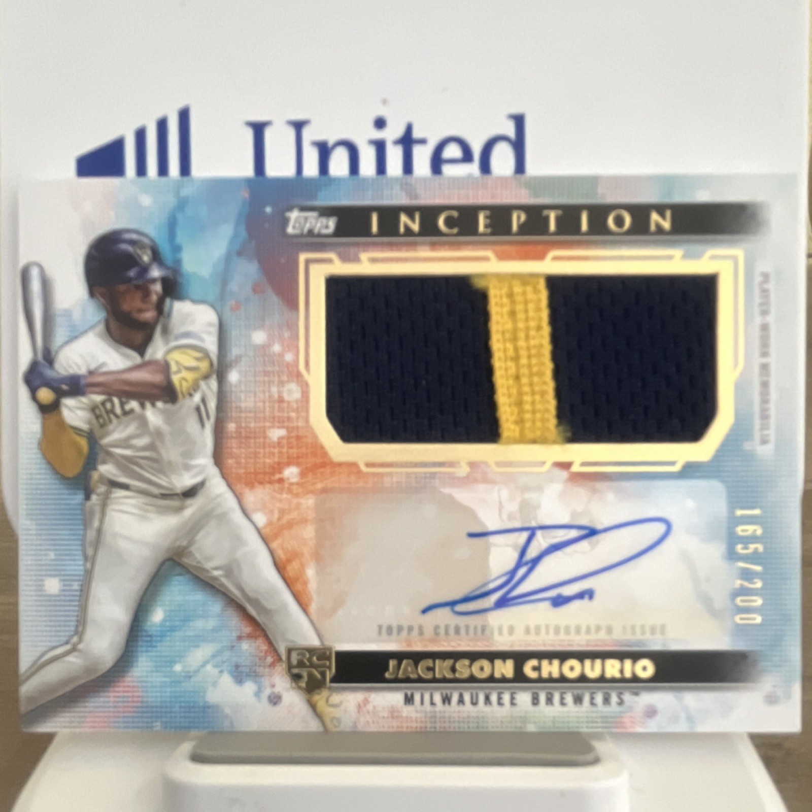 Jackson Chourio Rookie Patch (Rookie Patch) Rookie Patch Autograph (RPA) /200 - Trading Card Image