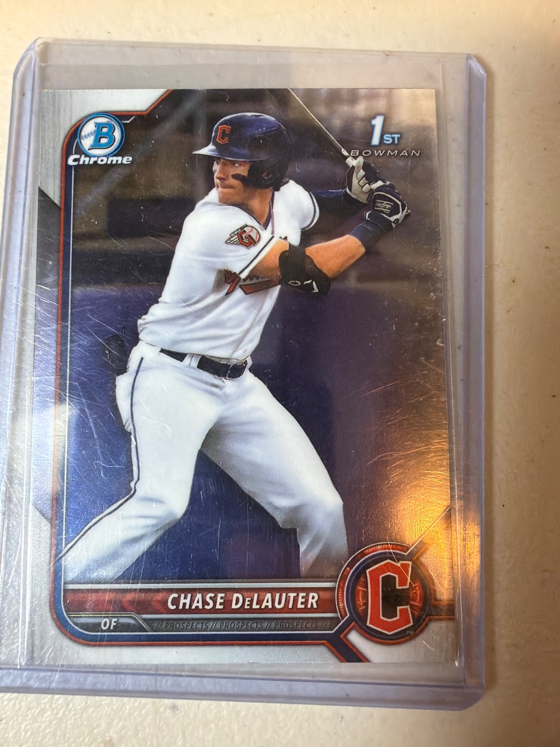 Chase DeLauter 2022 Bowman Chrome 1st Bowman Base Base - Trading Card Image