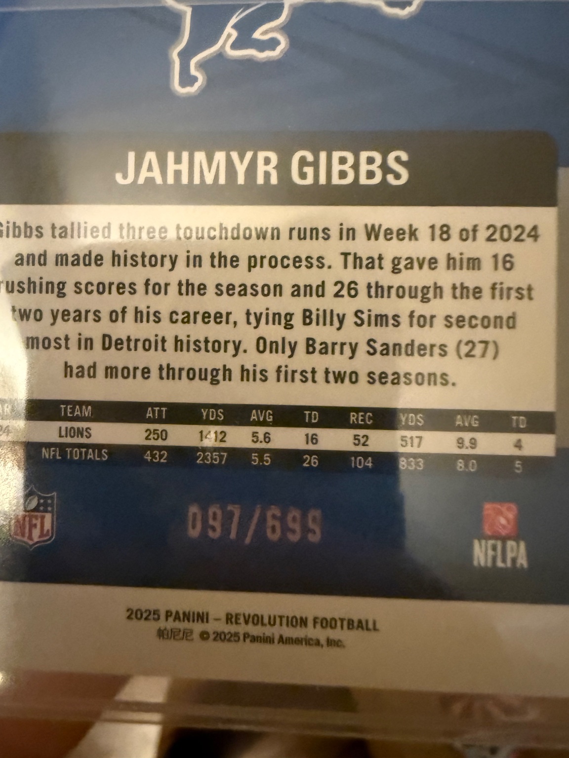 Jahmyr Gibbs - Green Parallel Green Parallel - Trading Card Image