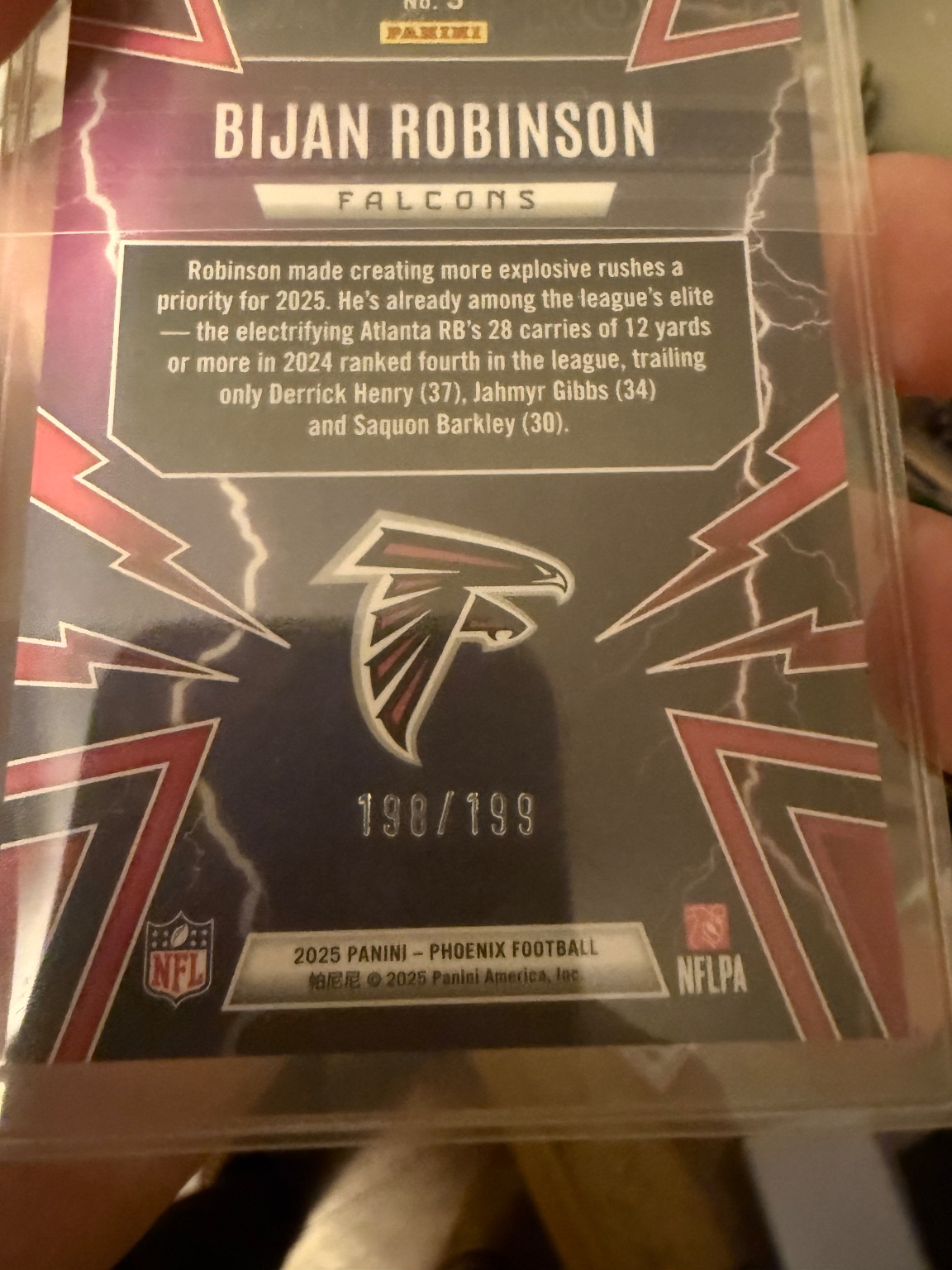 Bijan Robinson 2025 Panini Phoenix Football /199 Parallel /199 Parallel - Trading Card Image