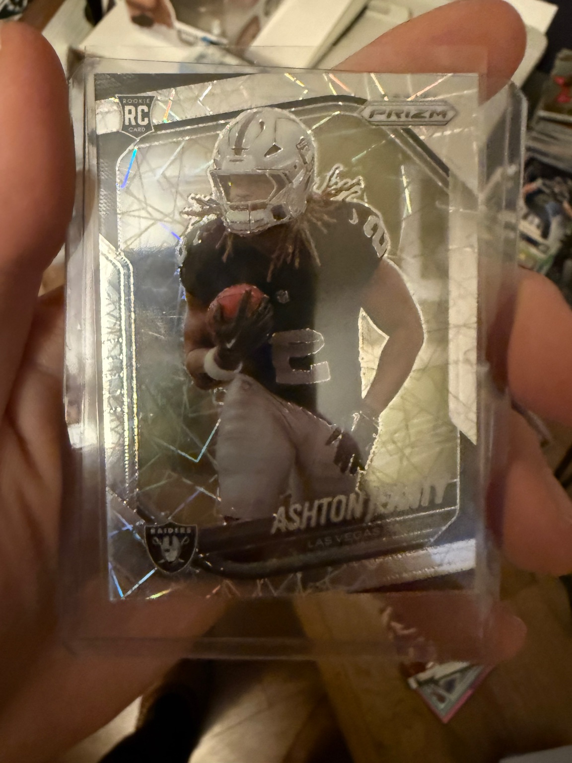 Ashton Jeanty 2025 Panini Prizm Rookie Card "Cracked Ice" Parallel Cracked Ice - Trading Card Image