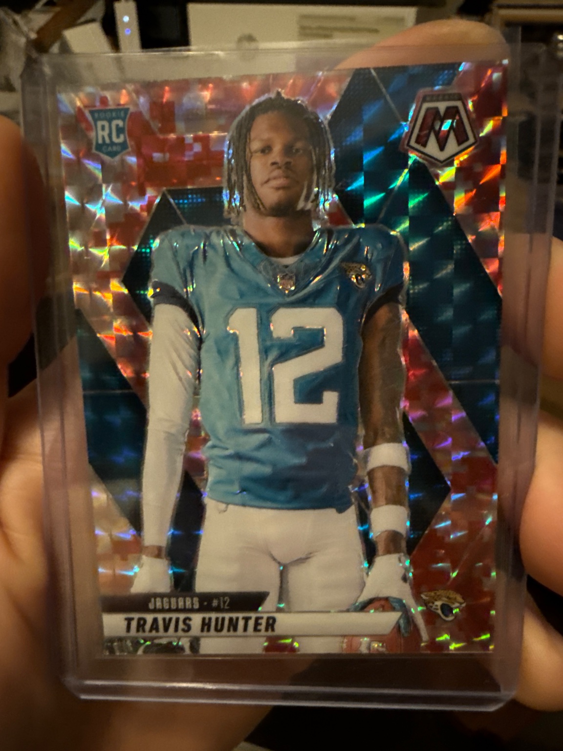 Travis Hunter 2023 Panini Mosaic Football Genesis Prizm Rookie Card Genesis Prizm - Trading Card Image