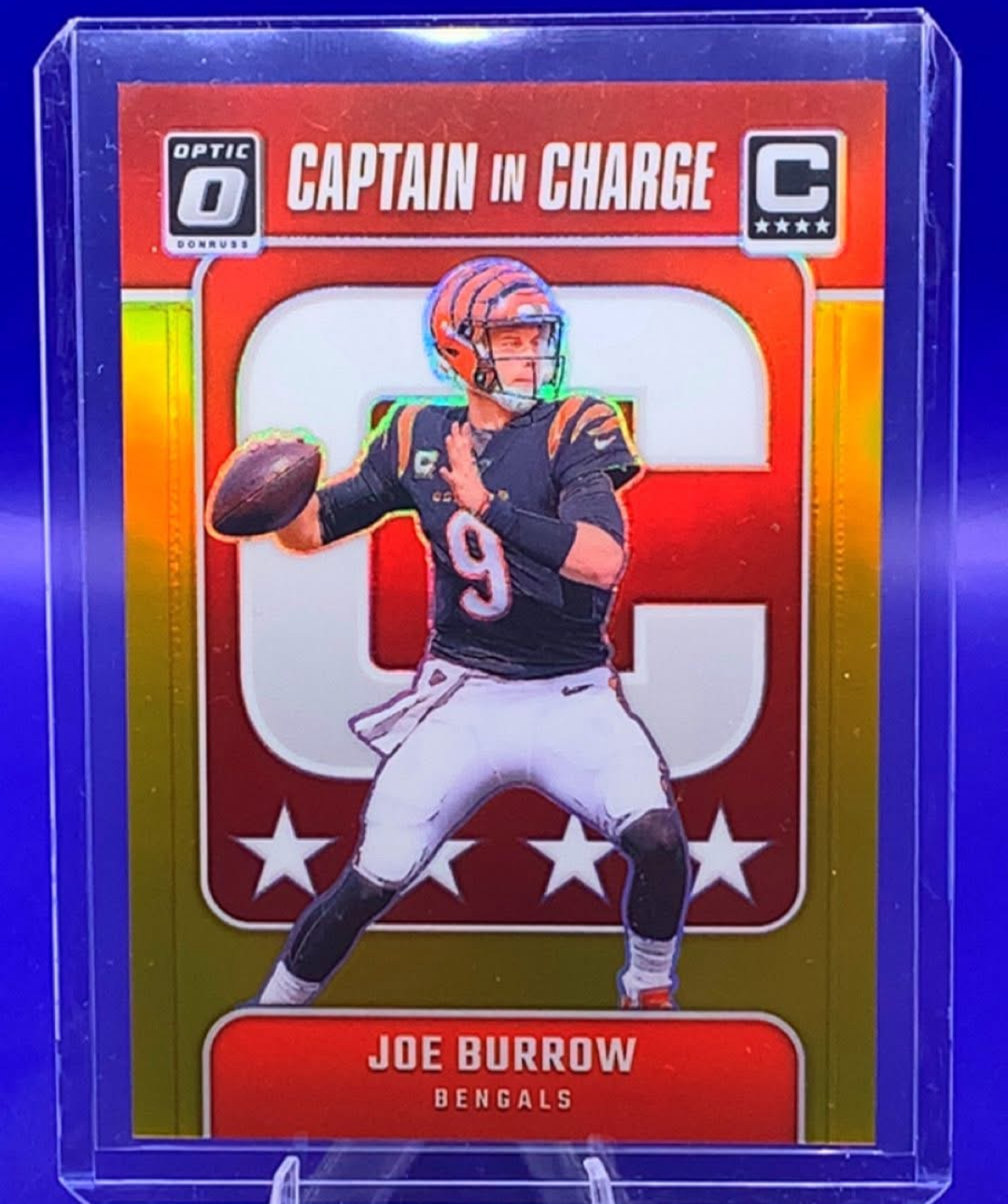 Joe Burrow Captain In Charge Gold Prizm Gold Prizm - Trading Card Image