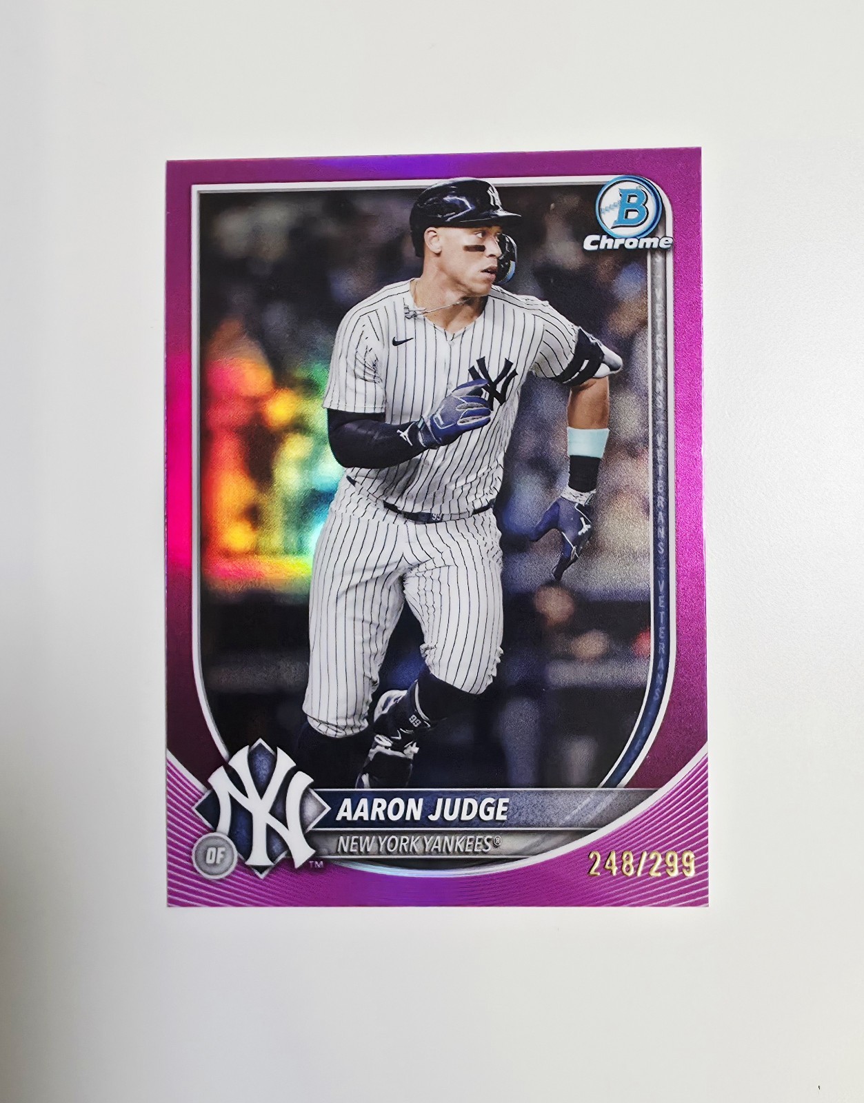 Aaron Judge 202X Bowman Chrome Purple Refractor Purple Refractor - Trading Card Image