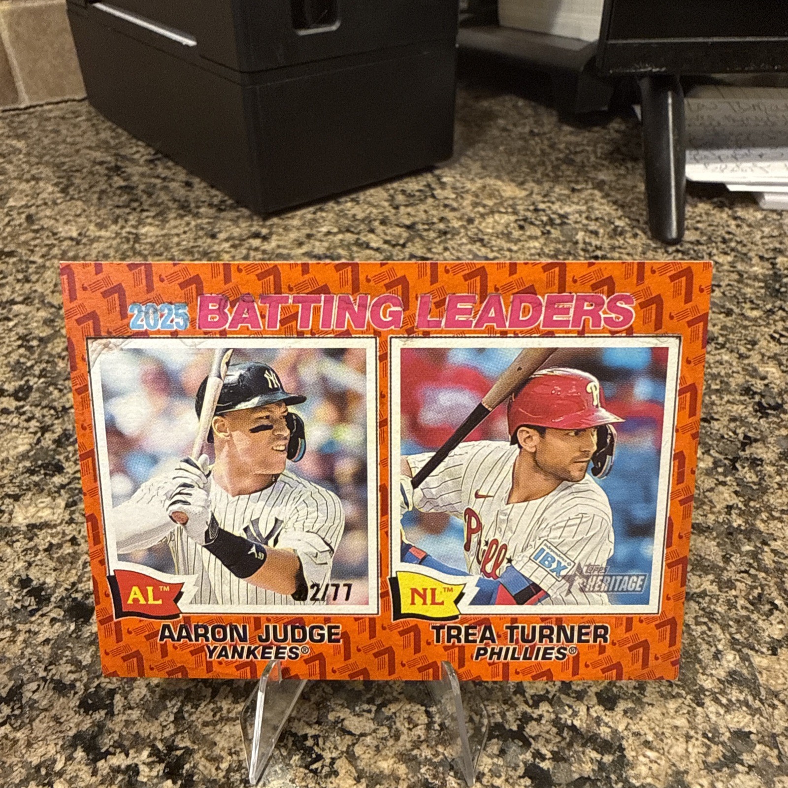 Aaron Judge / Trea Turner 2025 Topps Heritage Batting Leaders Dual Card Batting Leaders Dual Card - Trading Card Image