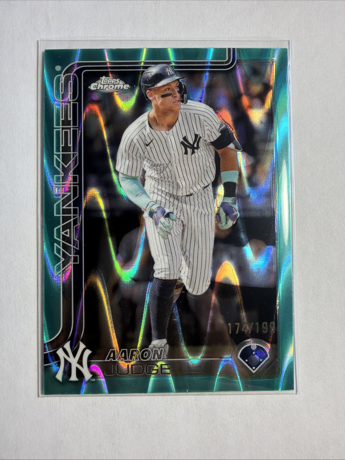 Aaron Judge 2024 Topps Chrome X-Fractor Green Wave Refractor /199 Green Wave Refractor - Trading Card Image