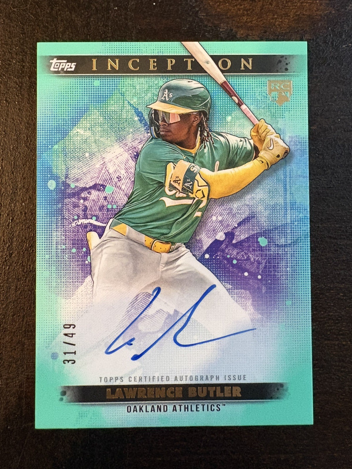 Lawrence Butler - Topps Inception /49 Autograph Green Parallel - Trading Card Image