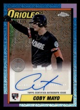 Coby Mayo - Topps Chrome Rookie Blue Refractor Blue Refractor Auto - Trading Card Image