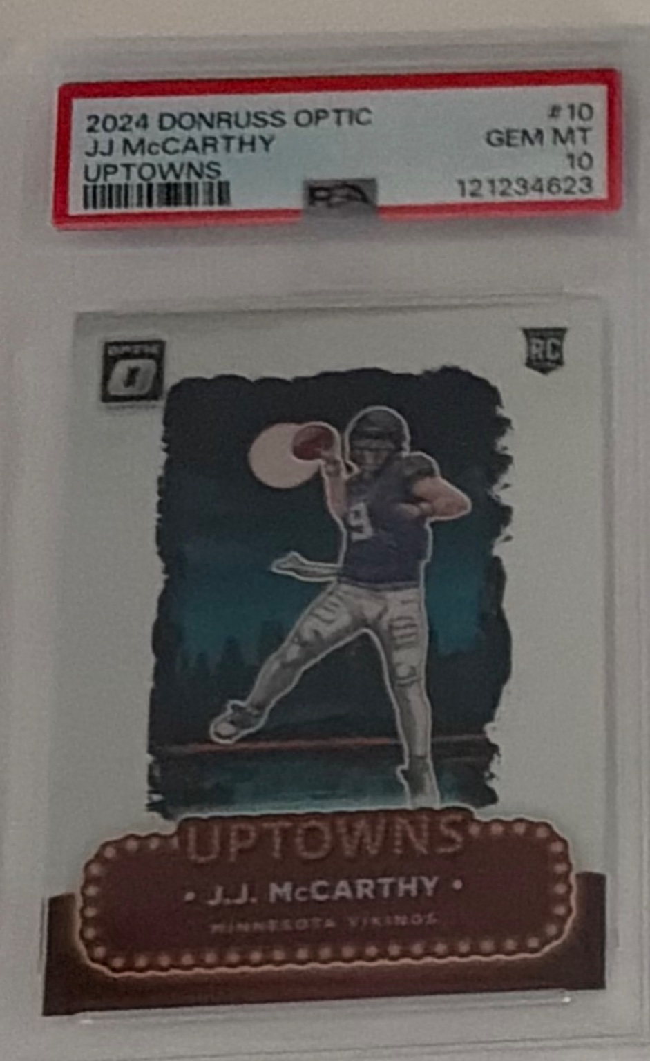 J.J. McCarthy Uptown Rookie Card Uptown Insert Gem Mint - Trading Card Image