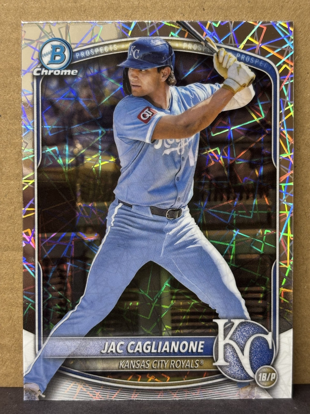 Jac Caglianone Bowman Chrome Prospects Refractor Refractor (Patterned) - Trading Card Image