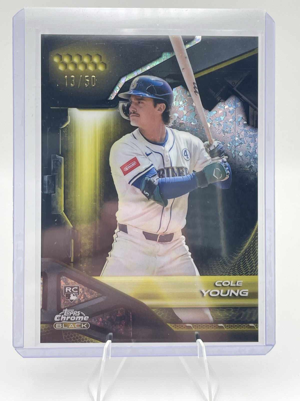 Cole Young - Topps Chrome Black Rookie Card /50 Black Parallel - Trading Card Image