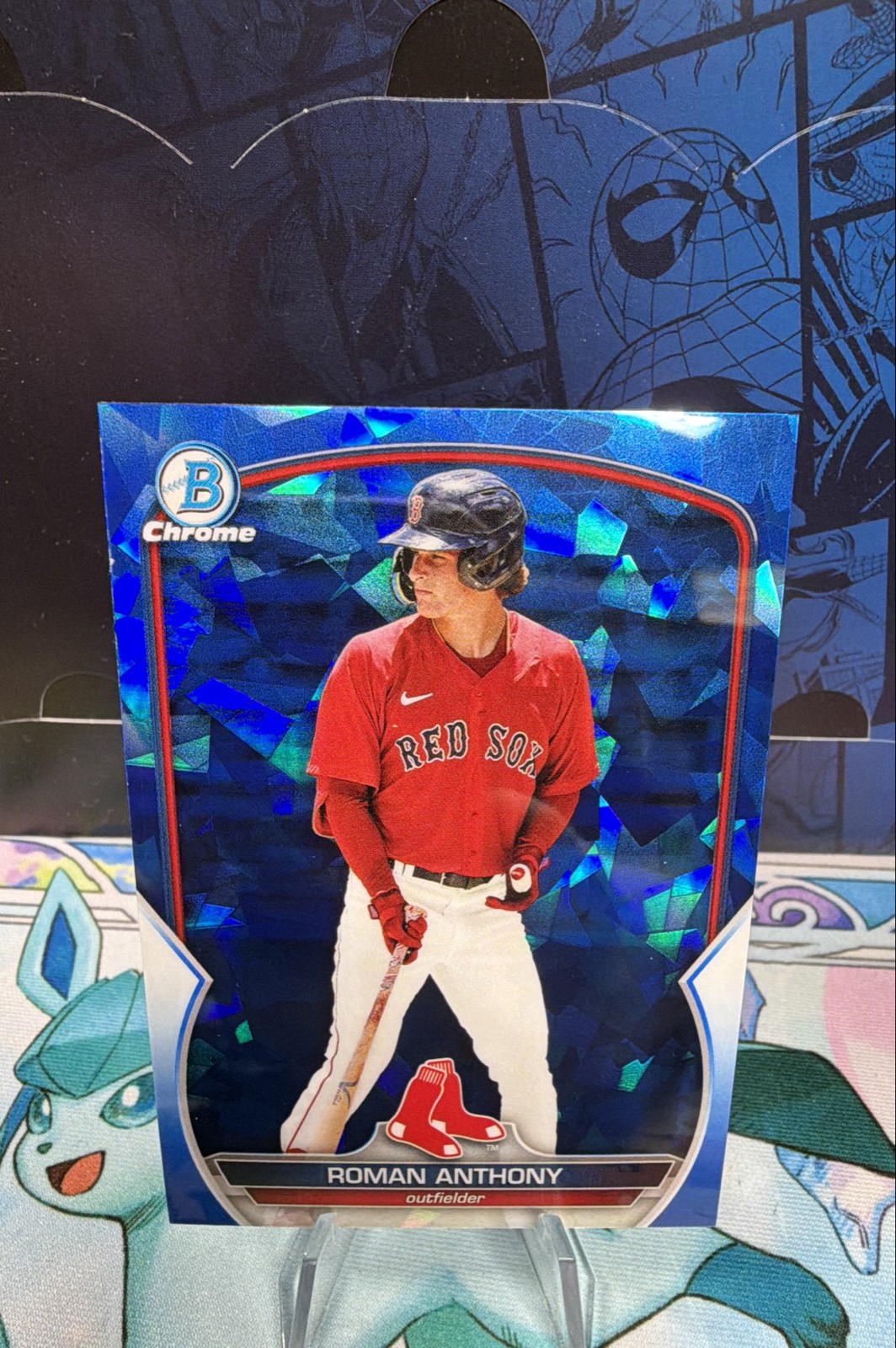 Roman Anthony - Bowman Chrome Blue Shimmer Refractor Blue Shimmer Refractor - Trading Card Image