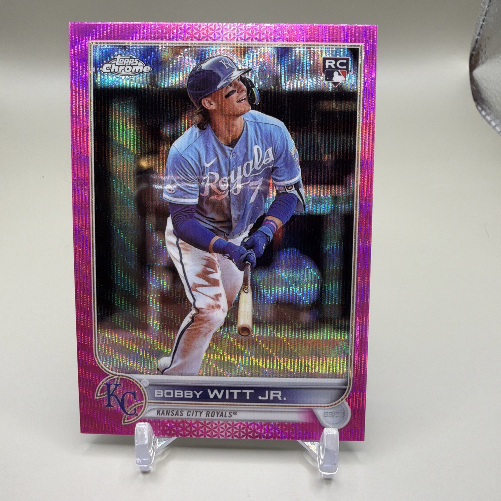 Bobby Witt Jr. 2022 Topps Chrome Pink Refractor Rookie Card Pink Refractor - Trading Card Image
