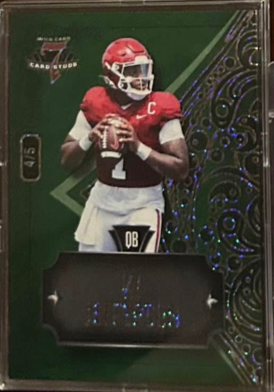Jalen Hurts 2021 Wild Card Card Studs Green Cracked Ice /5 Green Cracked Ice - Trading Card Image