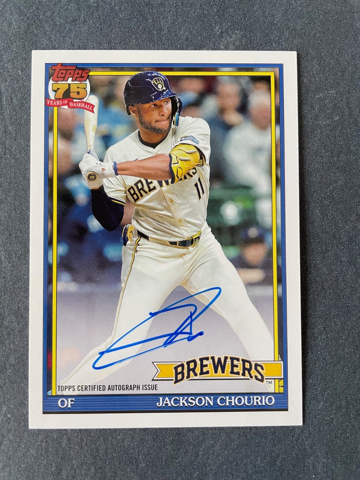 Jackson Chourio - Topps Certified Issue Base Autograph - Trading Card Image