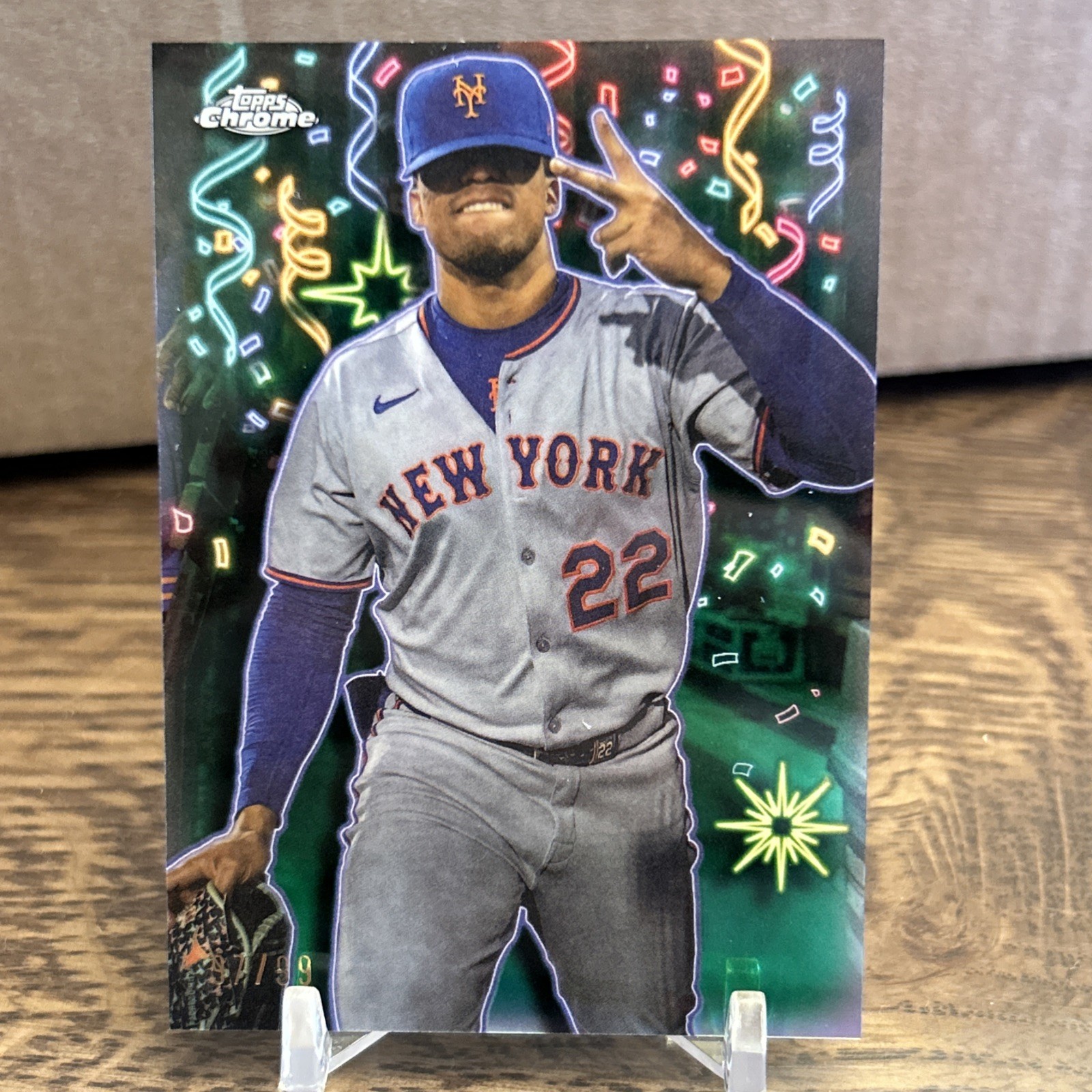 Francisco Alvarez 2023 Topps Chrome Confetti #97/99 Confetti Green /99 - Trading Card Image