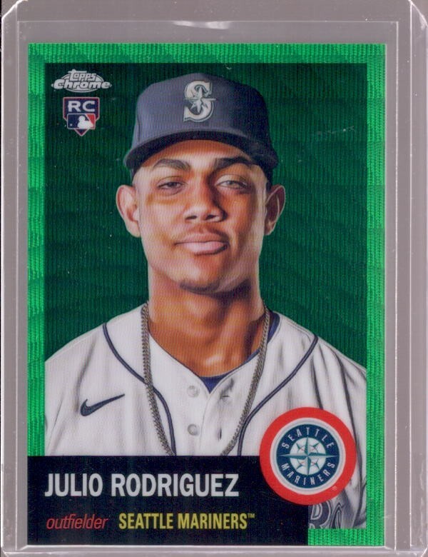 Julio Rodriguez 2022 Topps Chrome Green Refractor Rookie Card Green Refractor - Trading Card Image