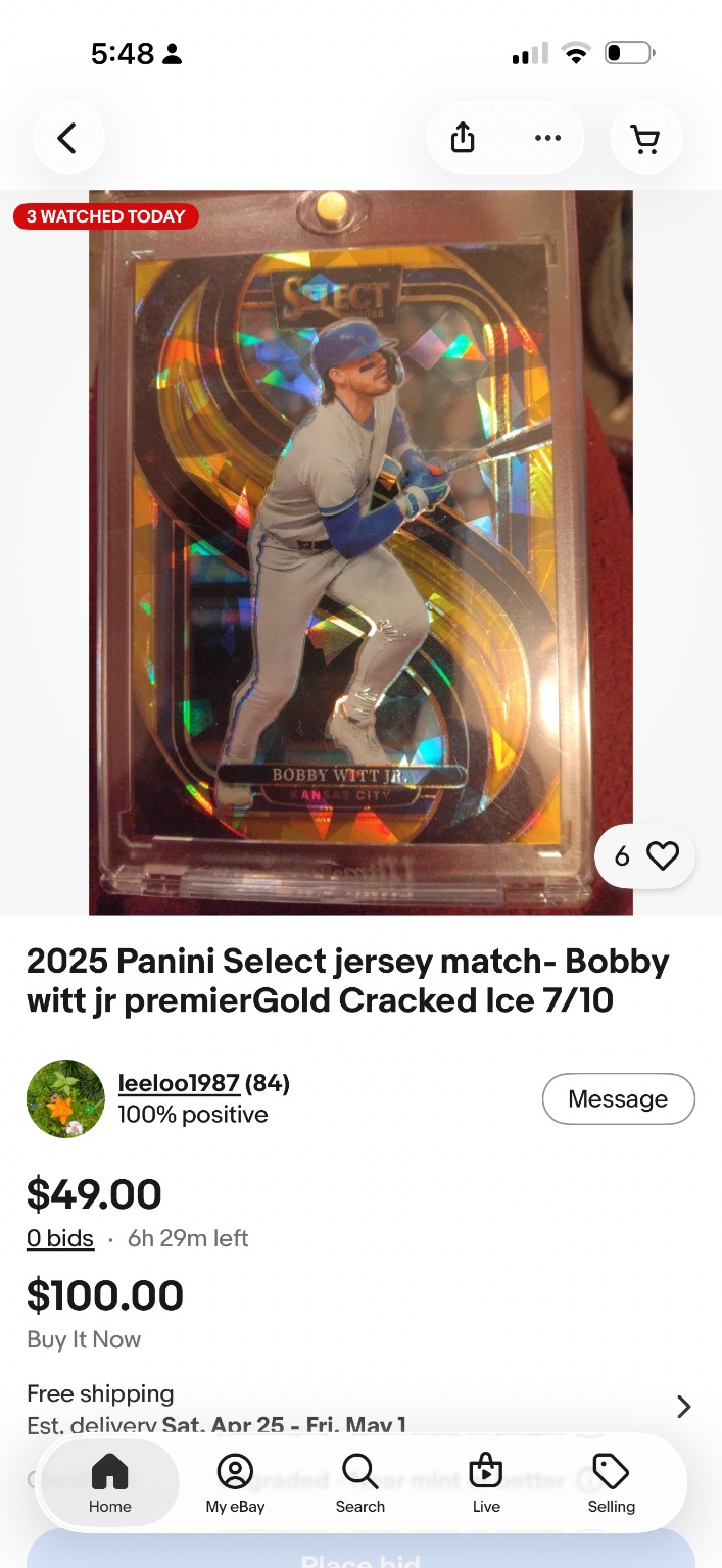 Bobby Witt Jr. Premier Gold Cracked Ice Premier Gold Cracked Ice - Trading Card Image