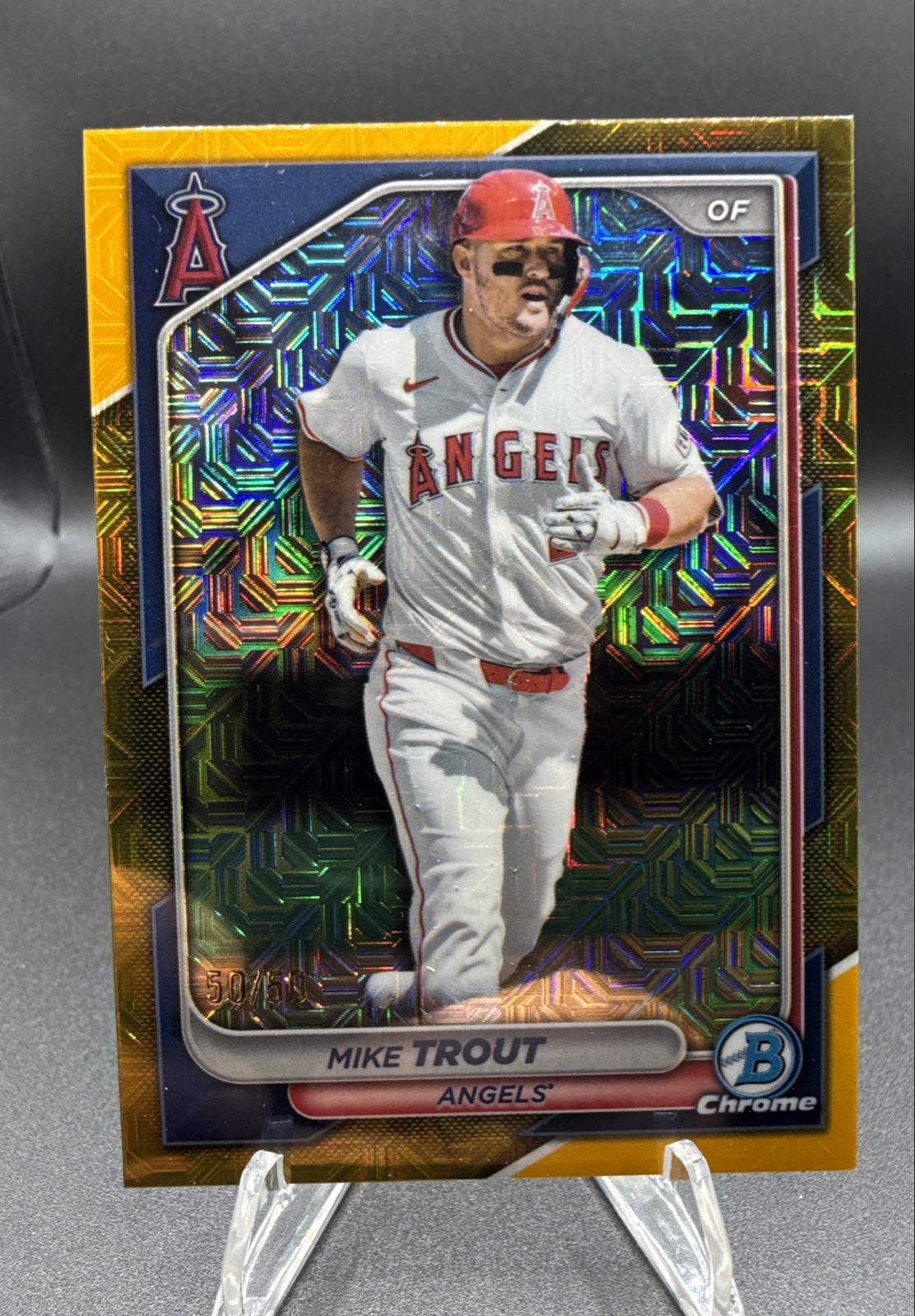 Mike Trout Gold Shimmer Refractor Gold Shimmer Refractor /50 - Trading Card Image
