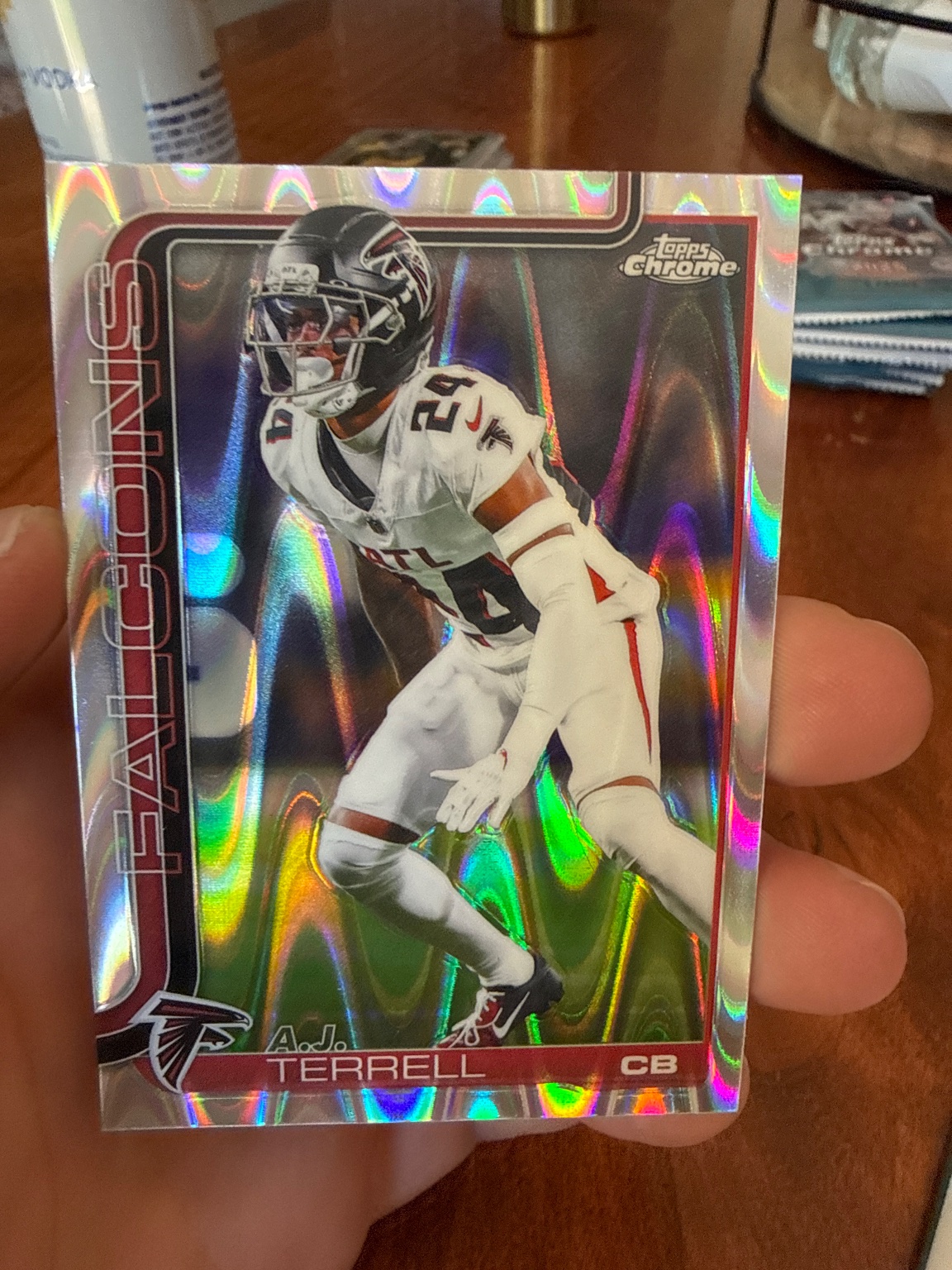 A.J. Terrell 2025 Topps Chrome Refractor Refractor - Trading Card Image