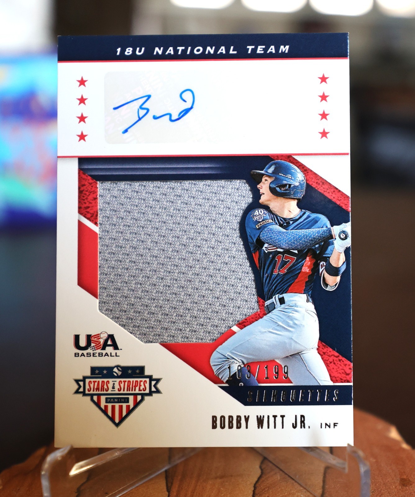 Bobby Witt Jr. 2019 Panini Stars & Stripes Silhouettes Patch Silhouettes Patch Autograph - Trading Card Image