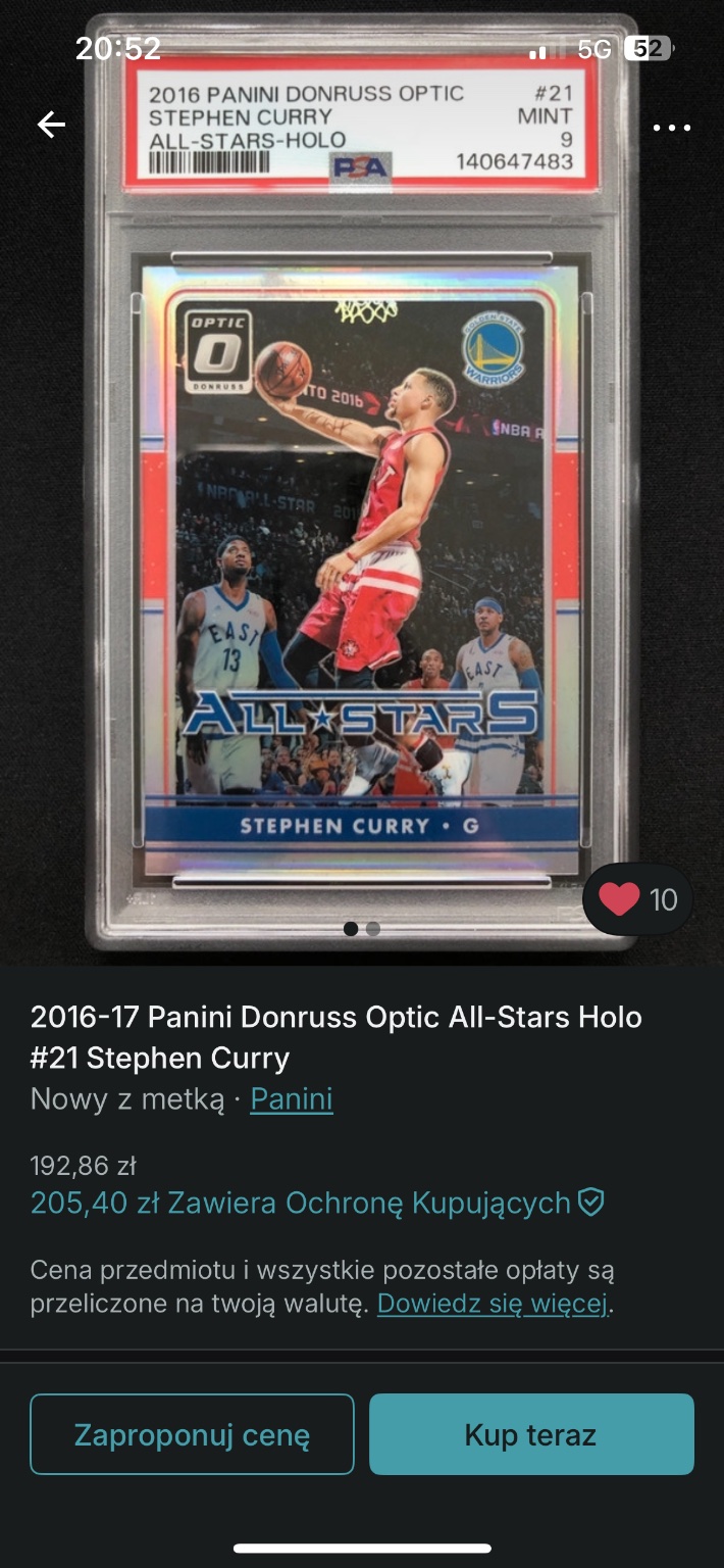 2016 Panini Donruss Optic All-Stars Holo Stephen Curry Holo Mint - Trading Card Image
