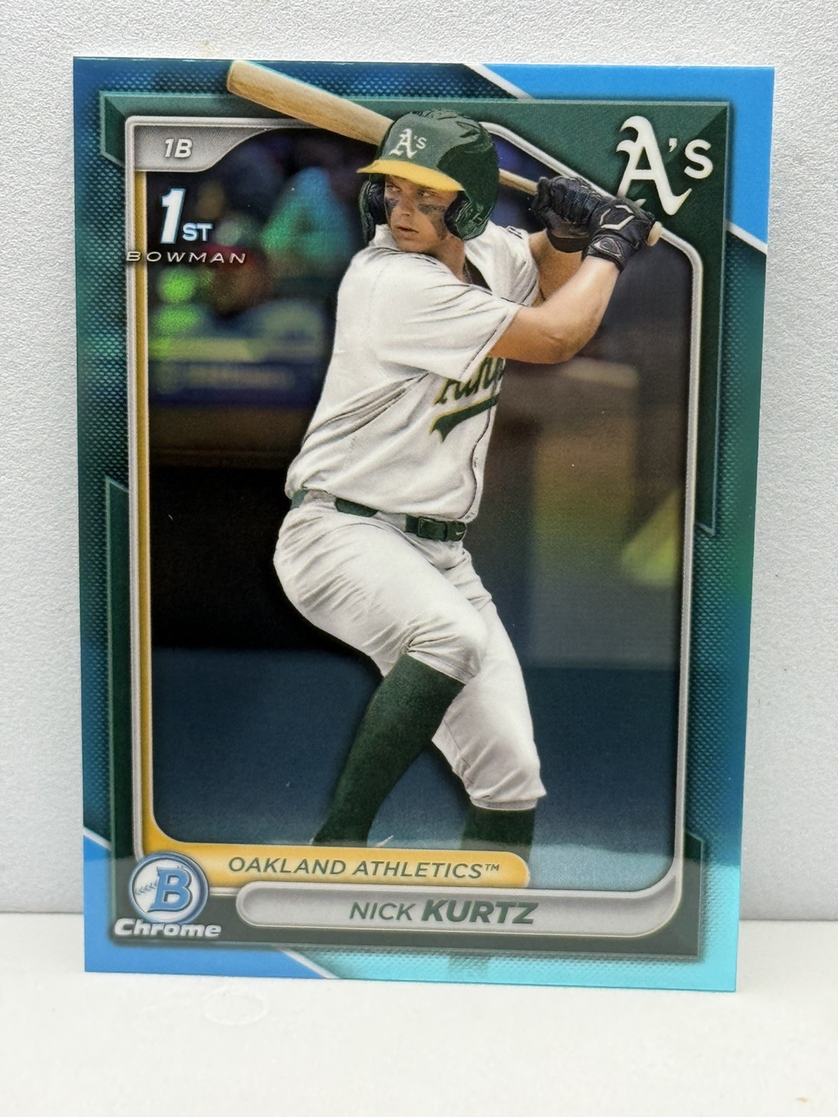 Nick Kurtz - 1st Bowman Chrome Blue Refractor Blue Refractor - Trading Card Image