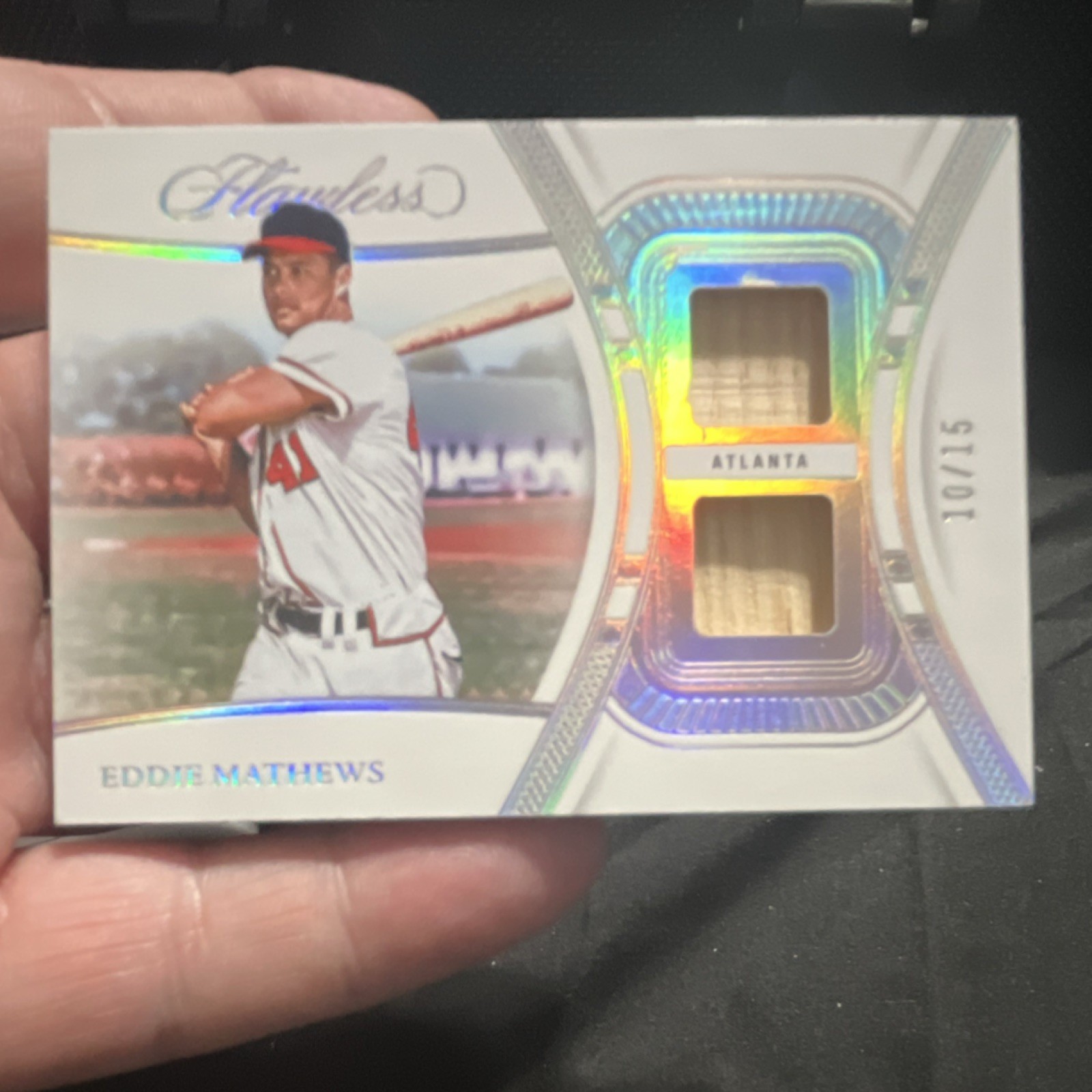 Eddie Mathews Flawless Dual Bat Relic Dual Bat Relic /15 - Trading Card Image