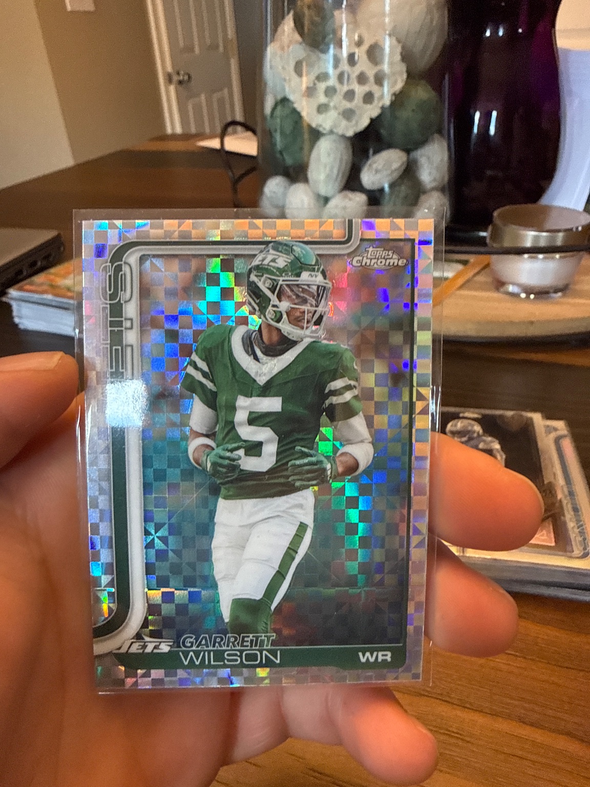 Garrett Wilson 2024 Topps Chrome X-Fractor X-Fractor - Trading Card Image