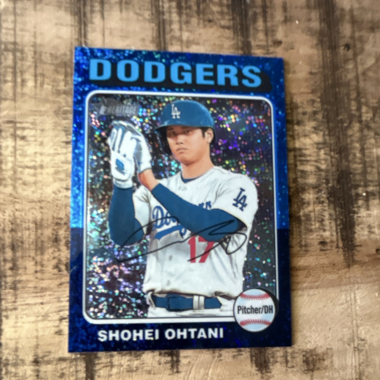 Shohei Ohtani 2024 Topps Heritage Blue Sparkle Blue Sparkle - Trading Card Image