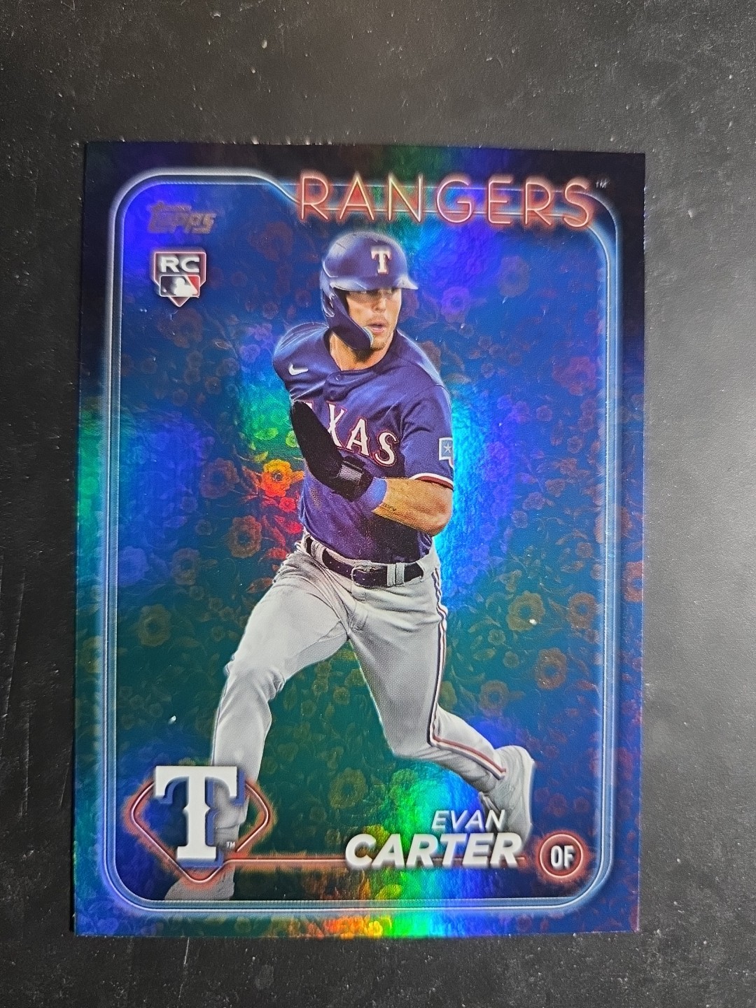 Evan Carter - Topps Chrome Logofractor Edition Blue Refractor Rookie Card Blue Refractor - Trading Card Image