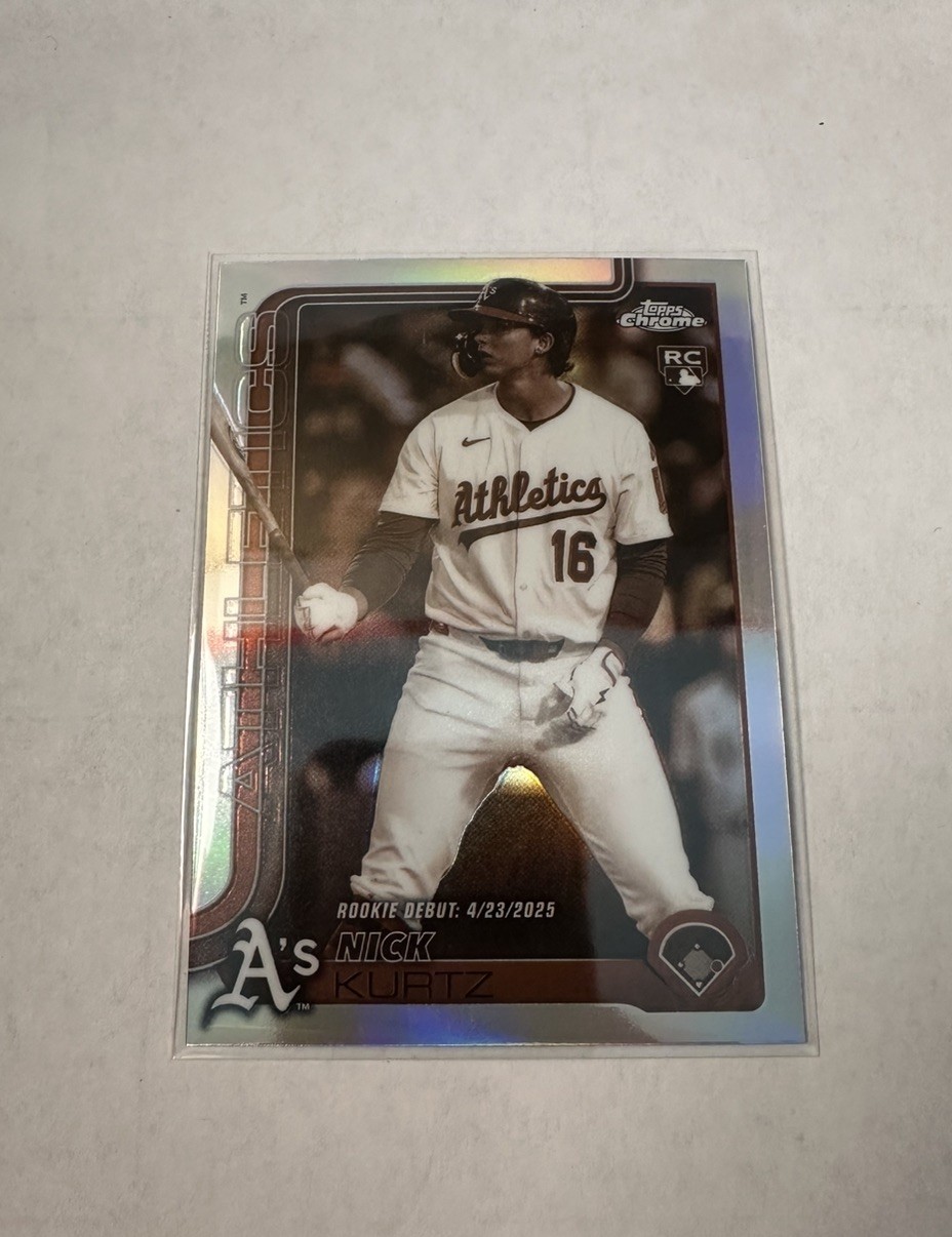 Nick Kurtz - Topps Chrome Rookie Card Base Refractor - Trading Card Image