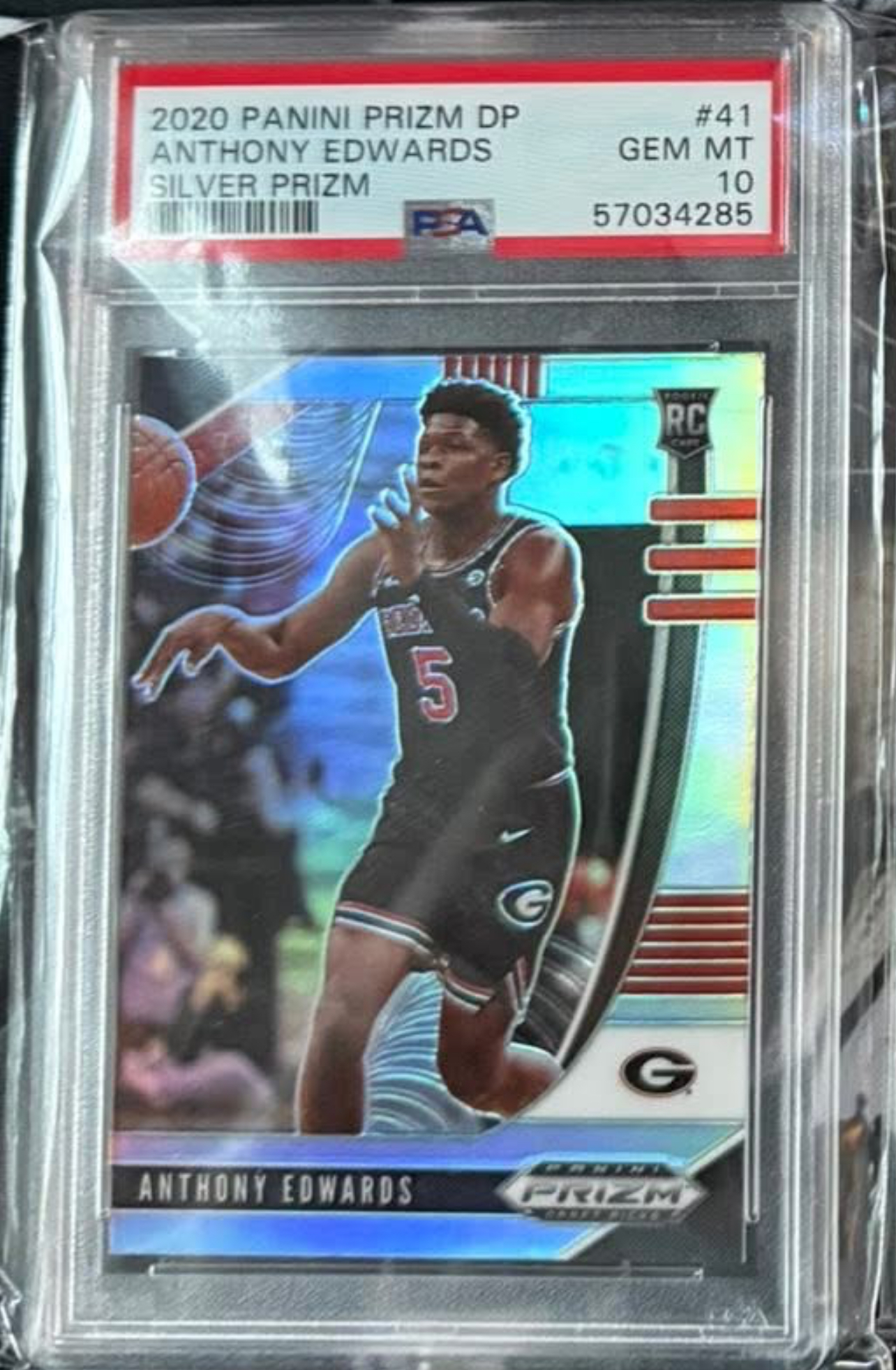 Anthony Edwards 2020 Panini Prizm DP Silver Prizm Rookie Card Silver Prizm Gem Mint - Trading Card Image