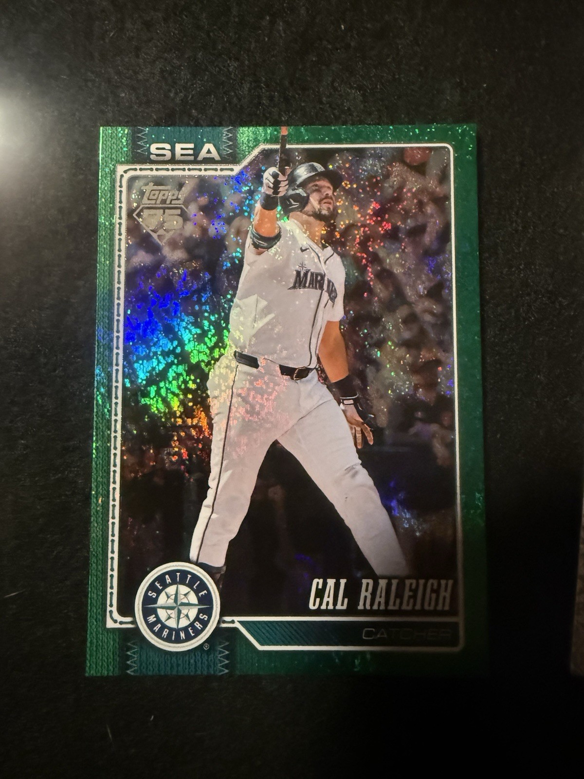 Cal Raleigh 2024 Topps Chrome Green Refractor Green Refractor - Trading Card Image