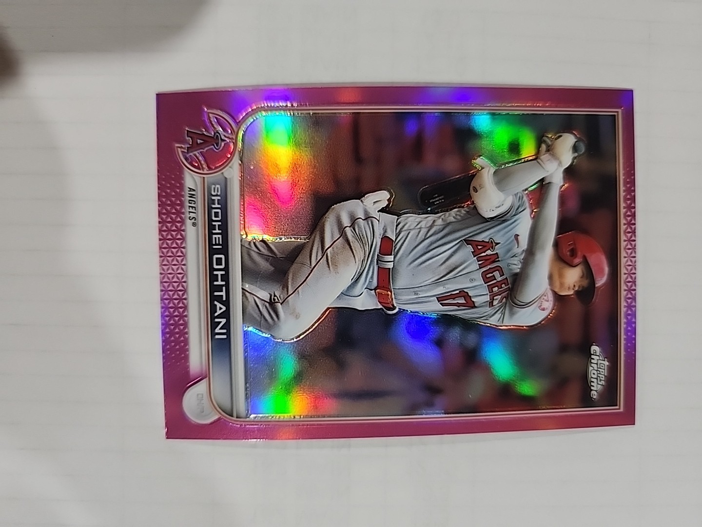 Shohei Ohtani 2022 Topps Chrome Pink Refractor Pink Refractor - Trading Card Image
