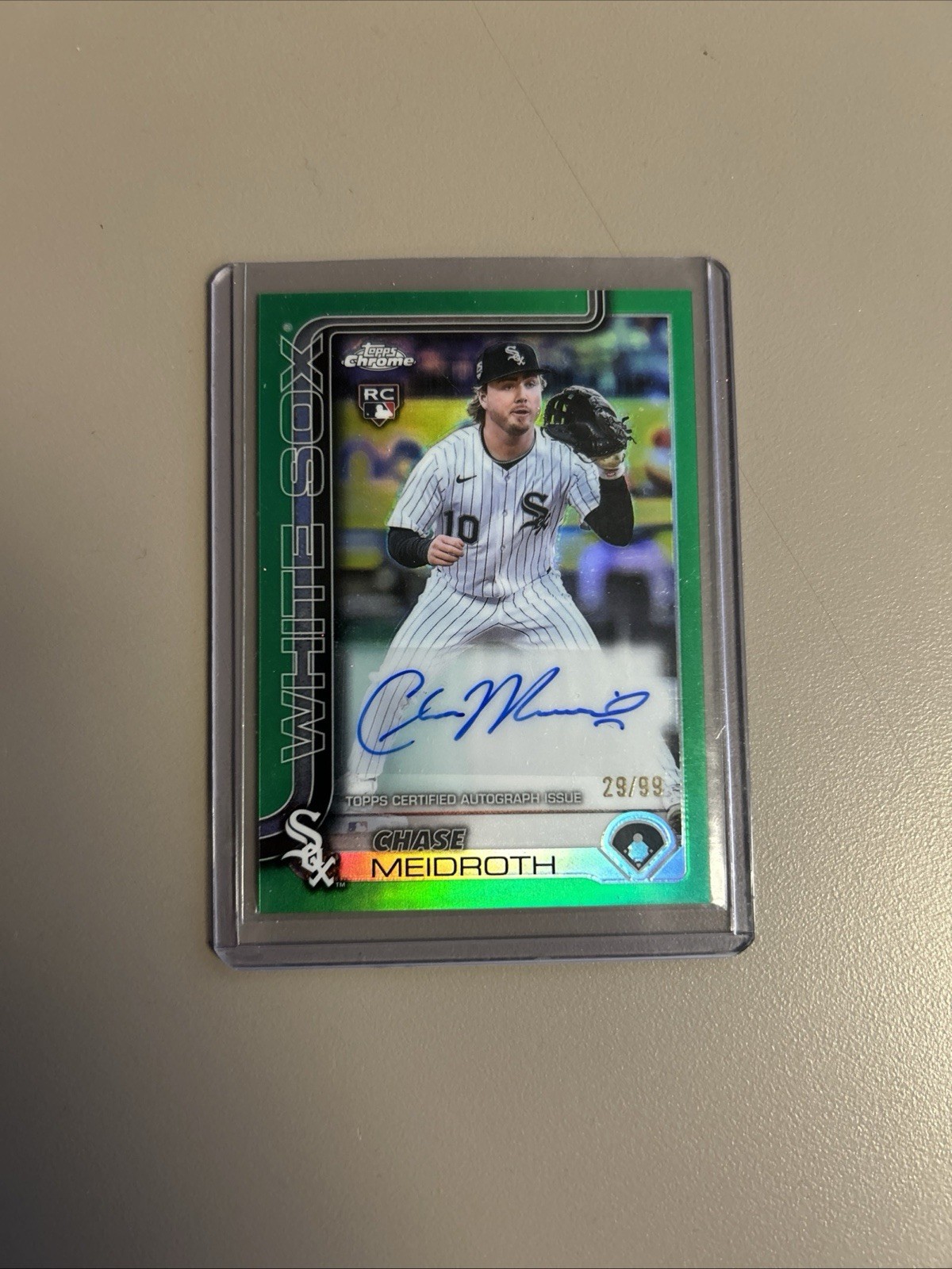 Chase Meidroth Topps Chrome Green Refractor RC Green Refractor Autograph - Trading Card Image
