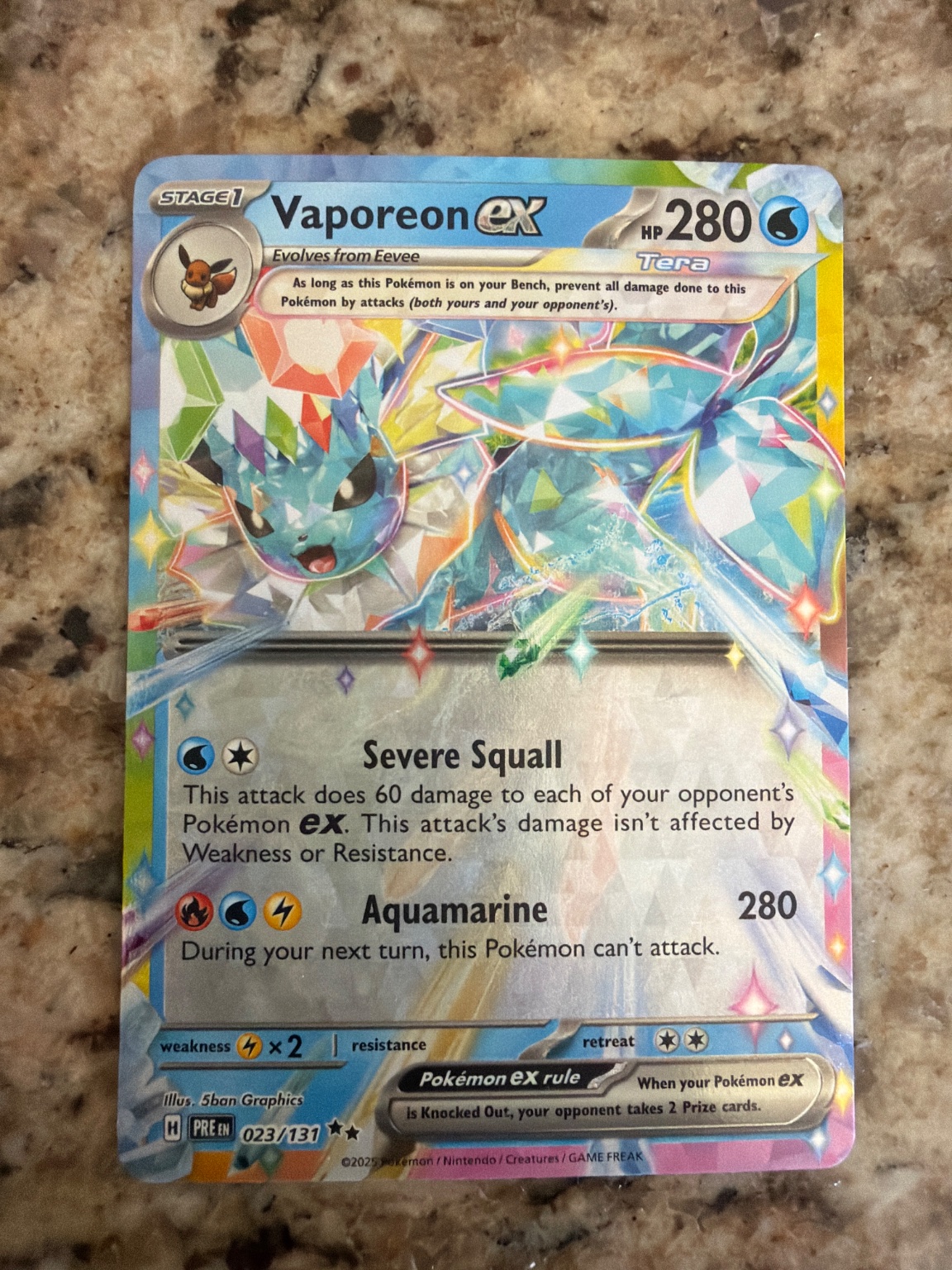 Vaporeon ex Holo Rare - Trading Card Image
