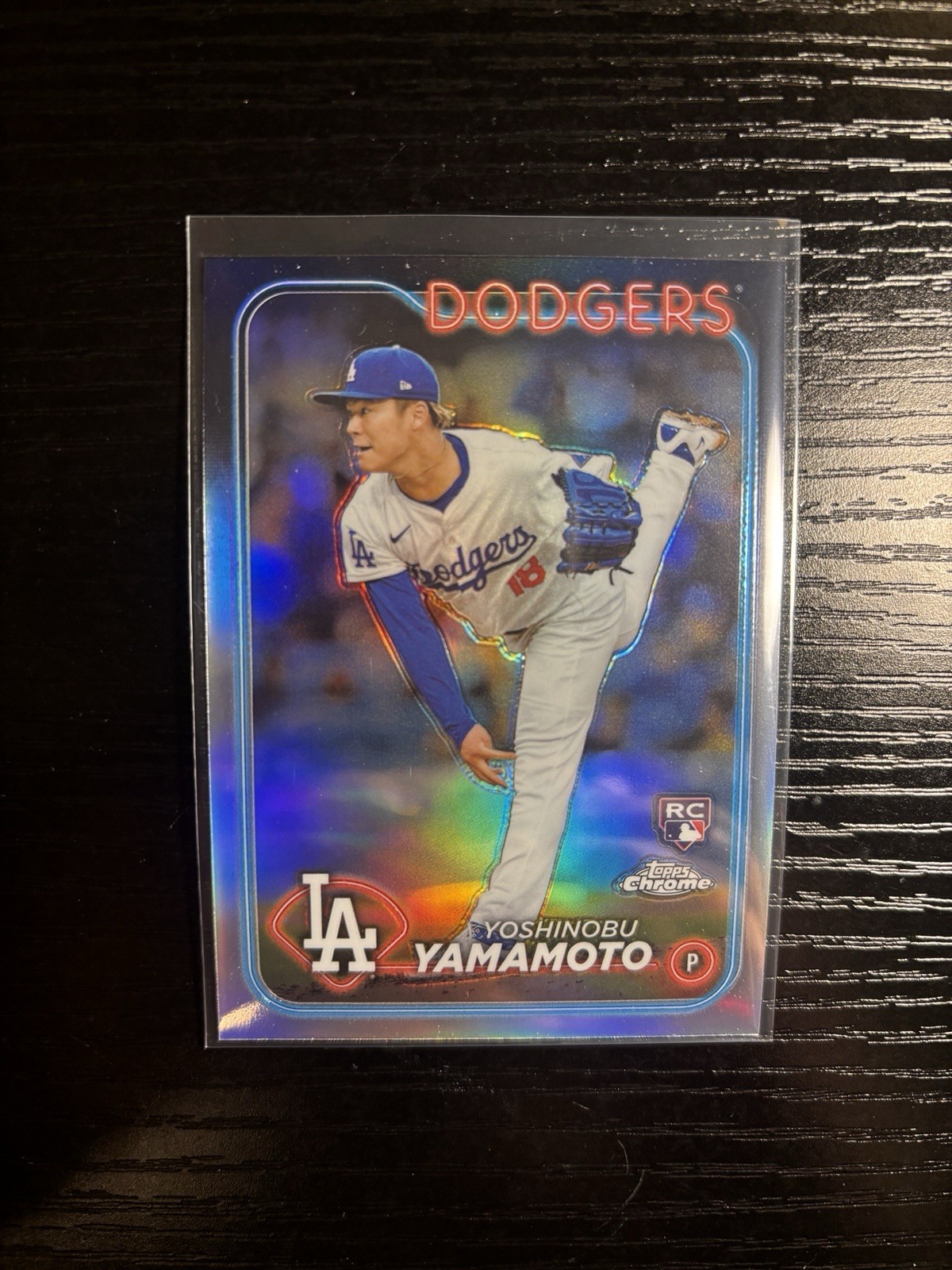Yoshinobu Yamamoto - Topps Chrome Refractor Rookie Card Refractor - Trading Card Image