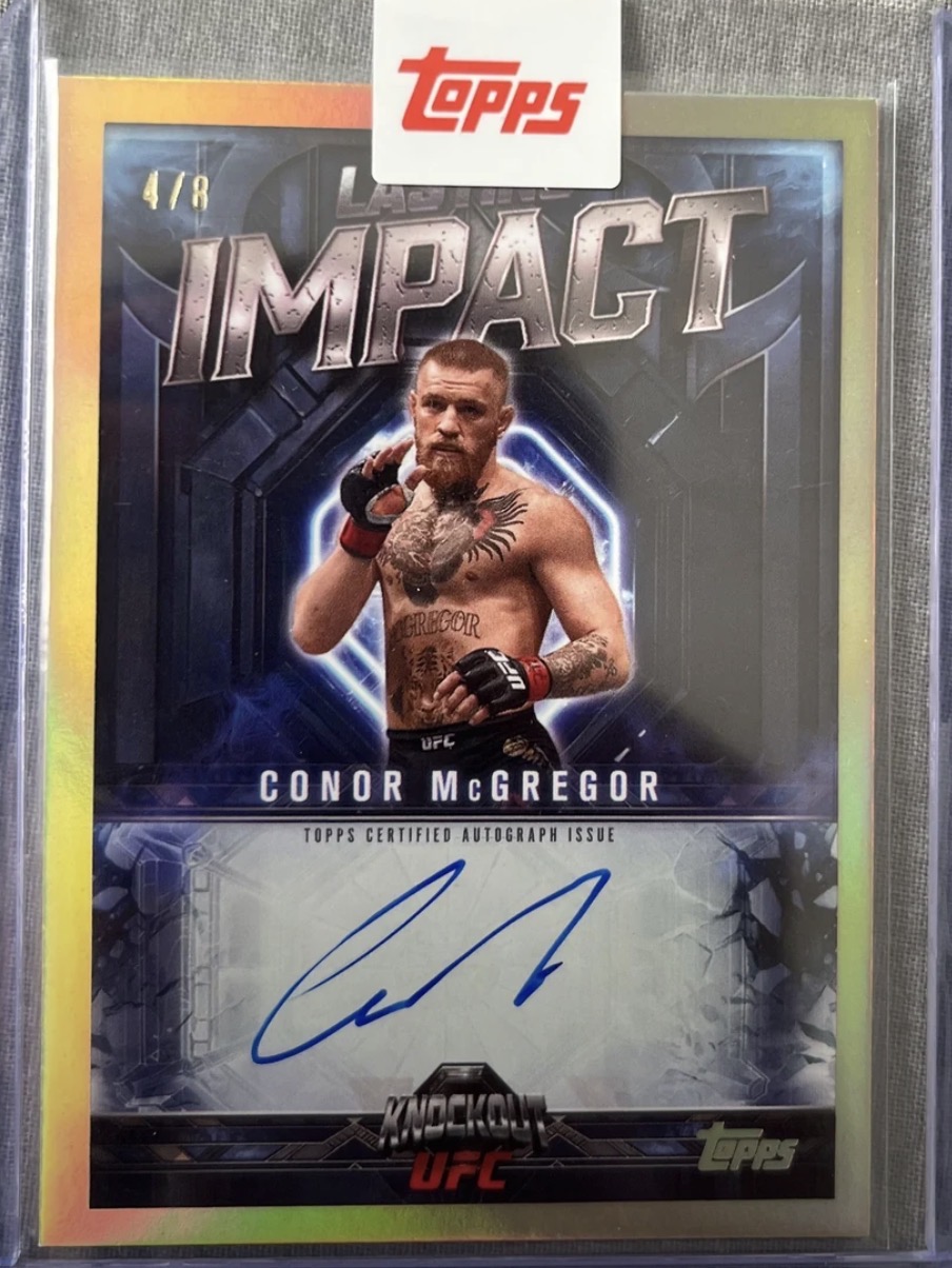 Conor McGregor 2025 Topps Knockout Lasting Impact Gold Autograph /8 Gold Autograph /8 Gem Mint - Trading Card Image
